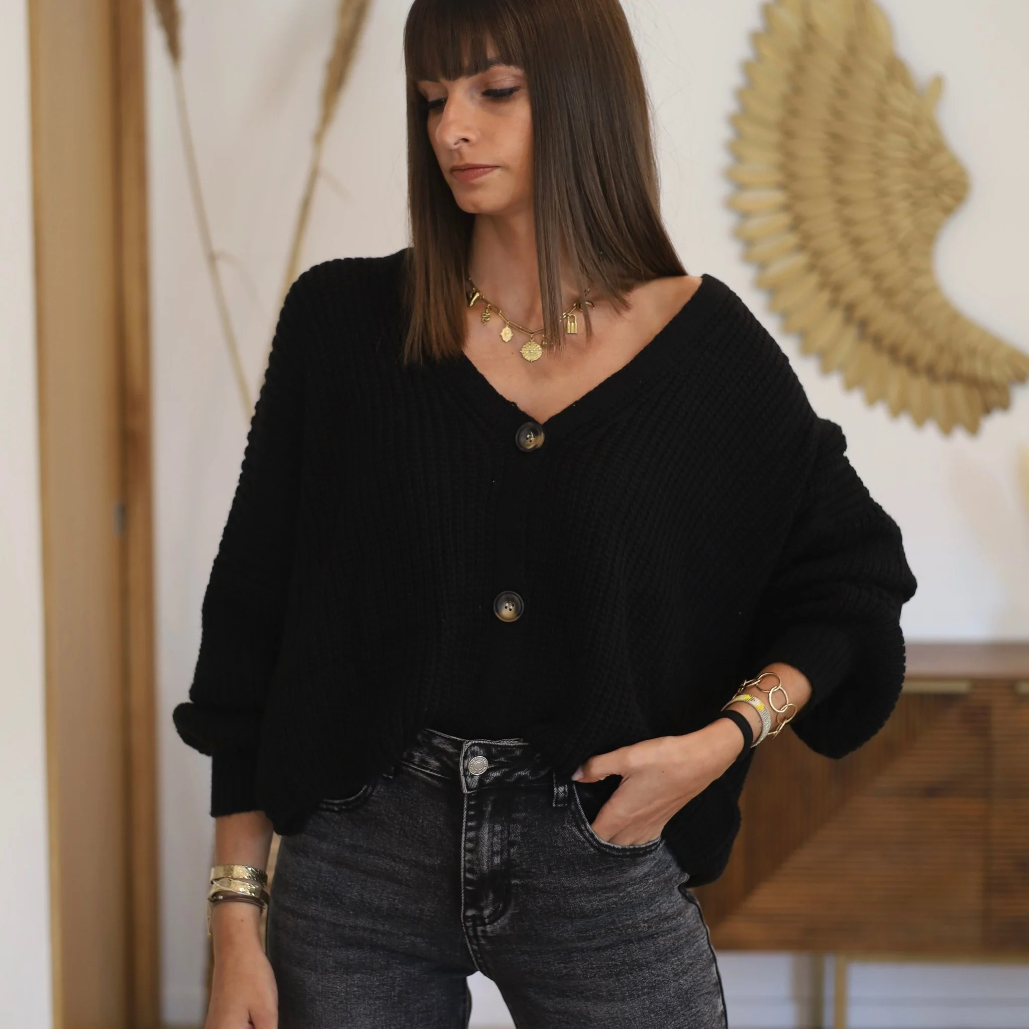 GILET MAILLE BABY BLACK - Image 2