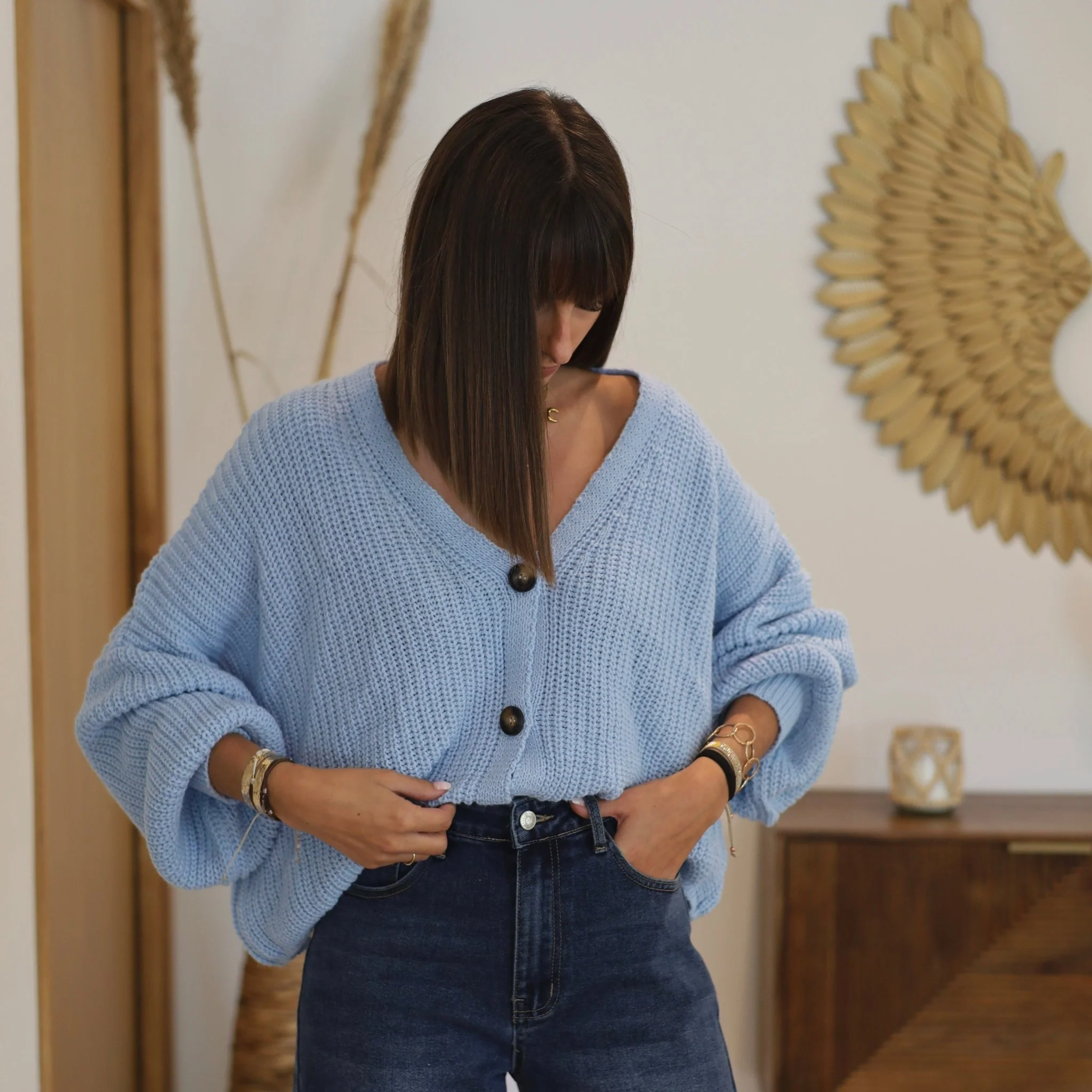 GILET MAILLE BABY BLUE