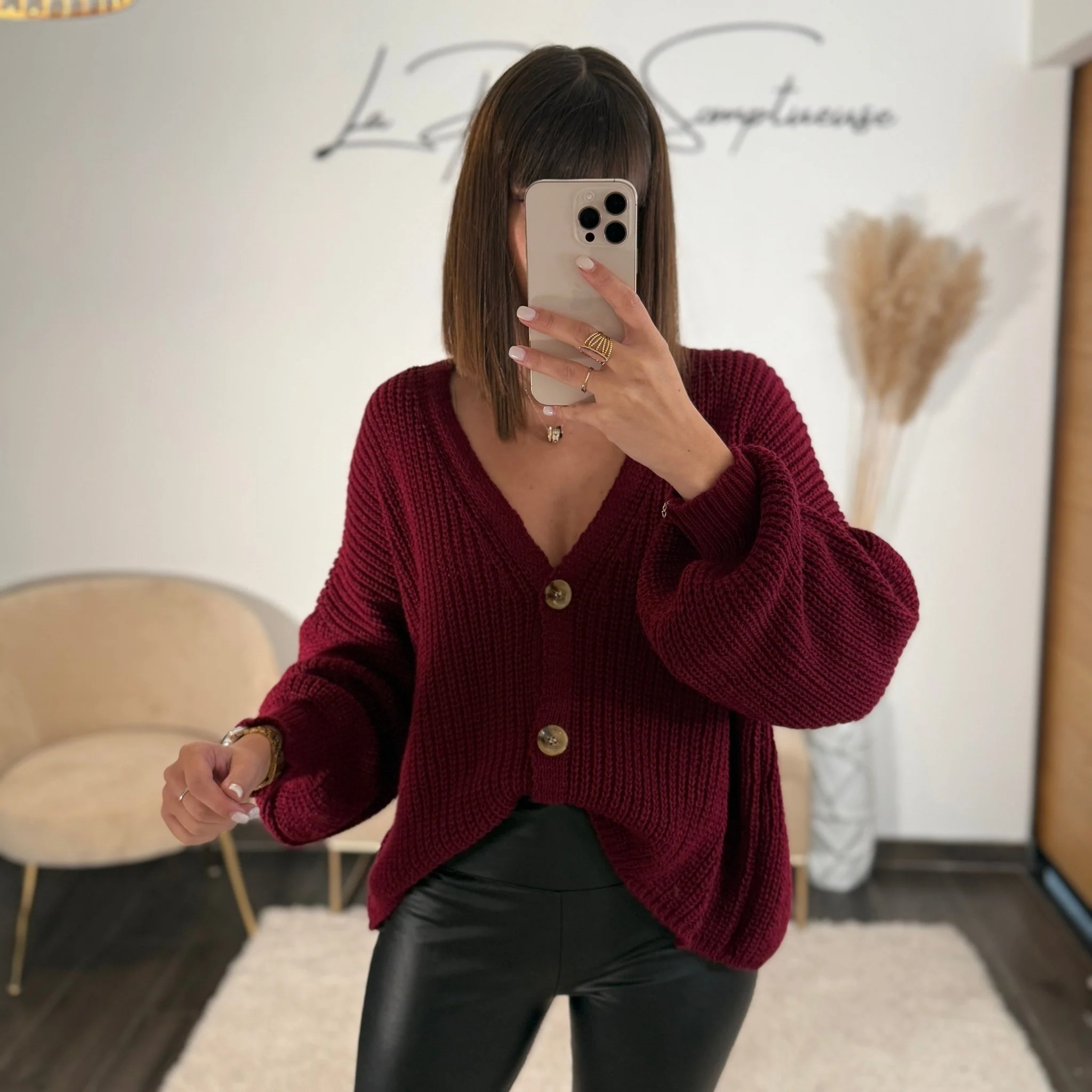 GILET MAILLE BABY BORDEAUX - Image 2