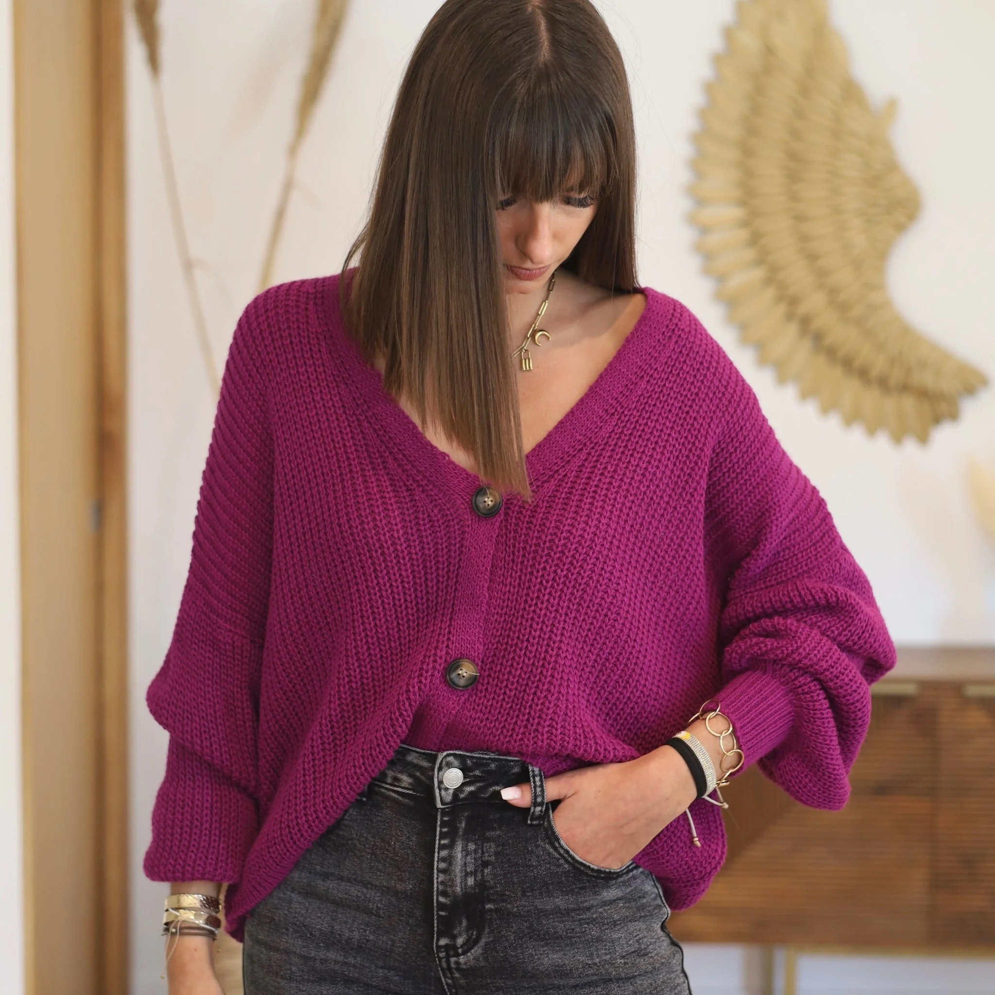 GILET MAILLE BABY PRUNE - Image 2