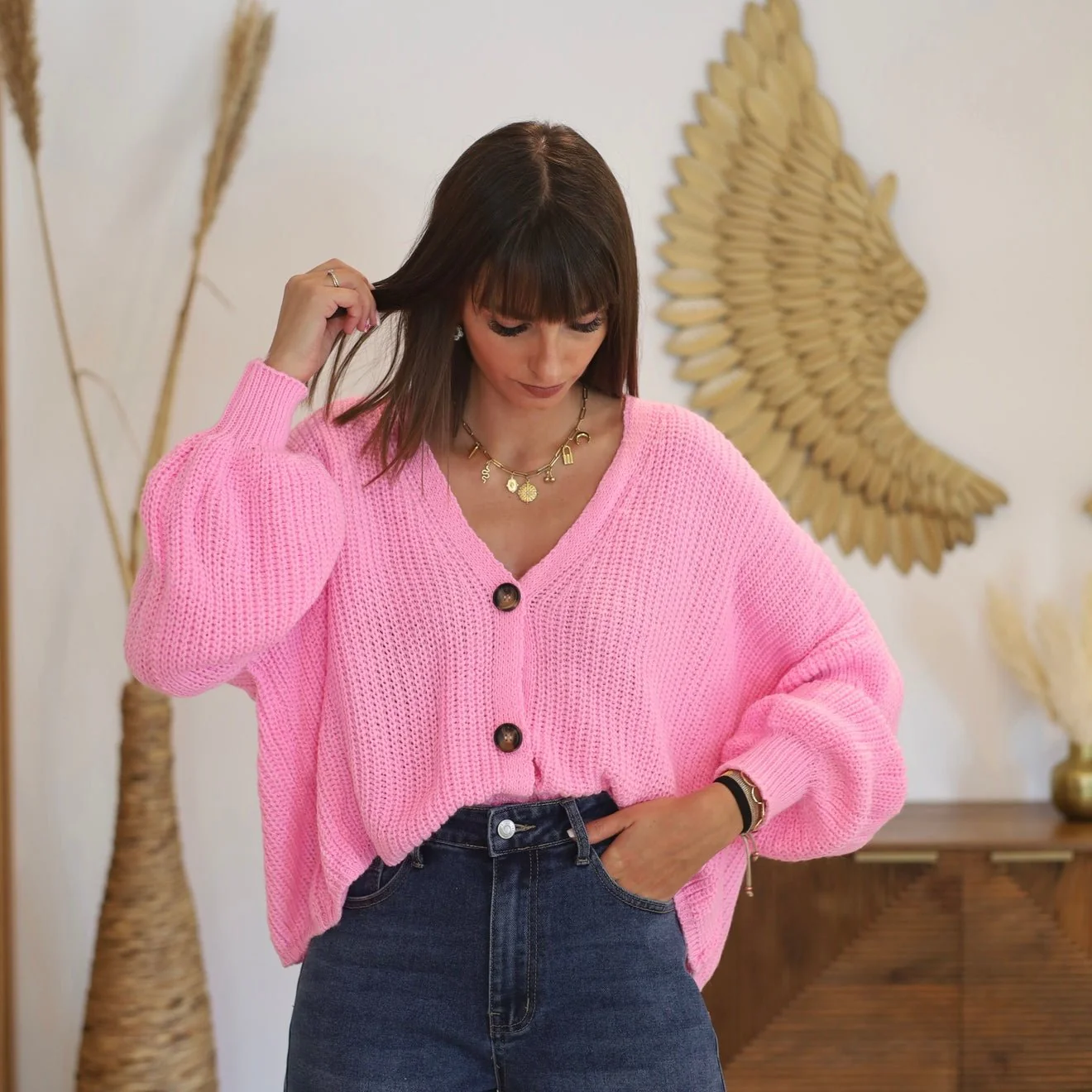 GILET MAILLE BABY ROSE