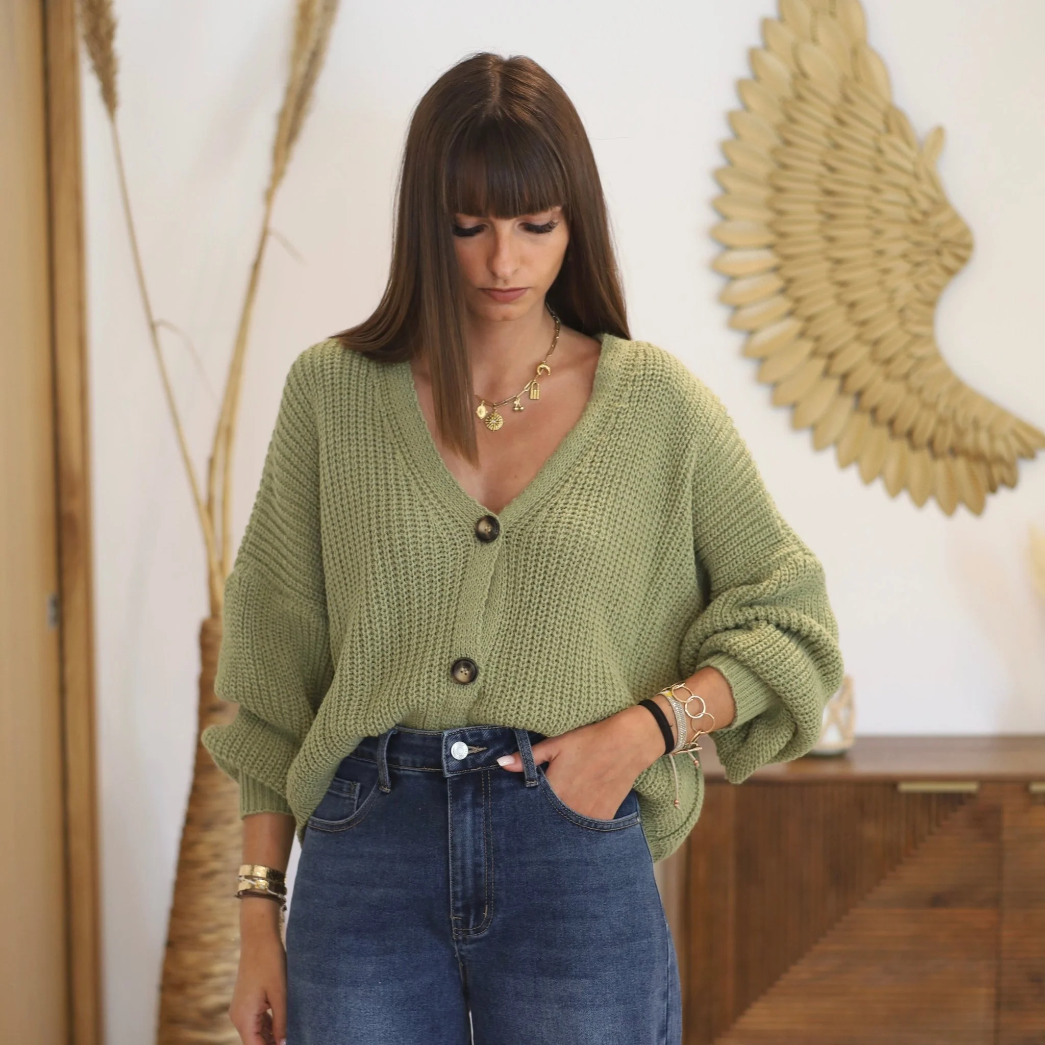 GILET MAILLE BABY VERT