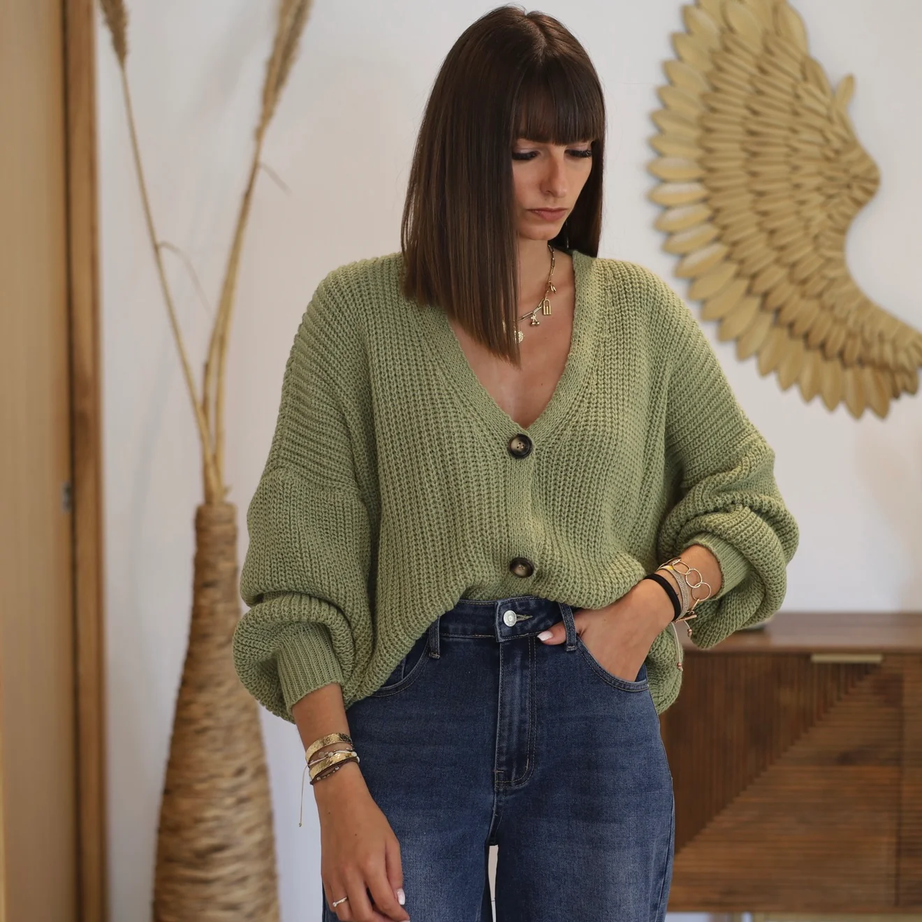 GILET MAILLE BABY VERT - Image 2
