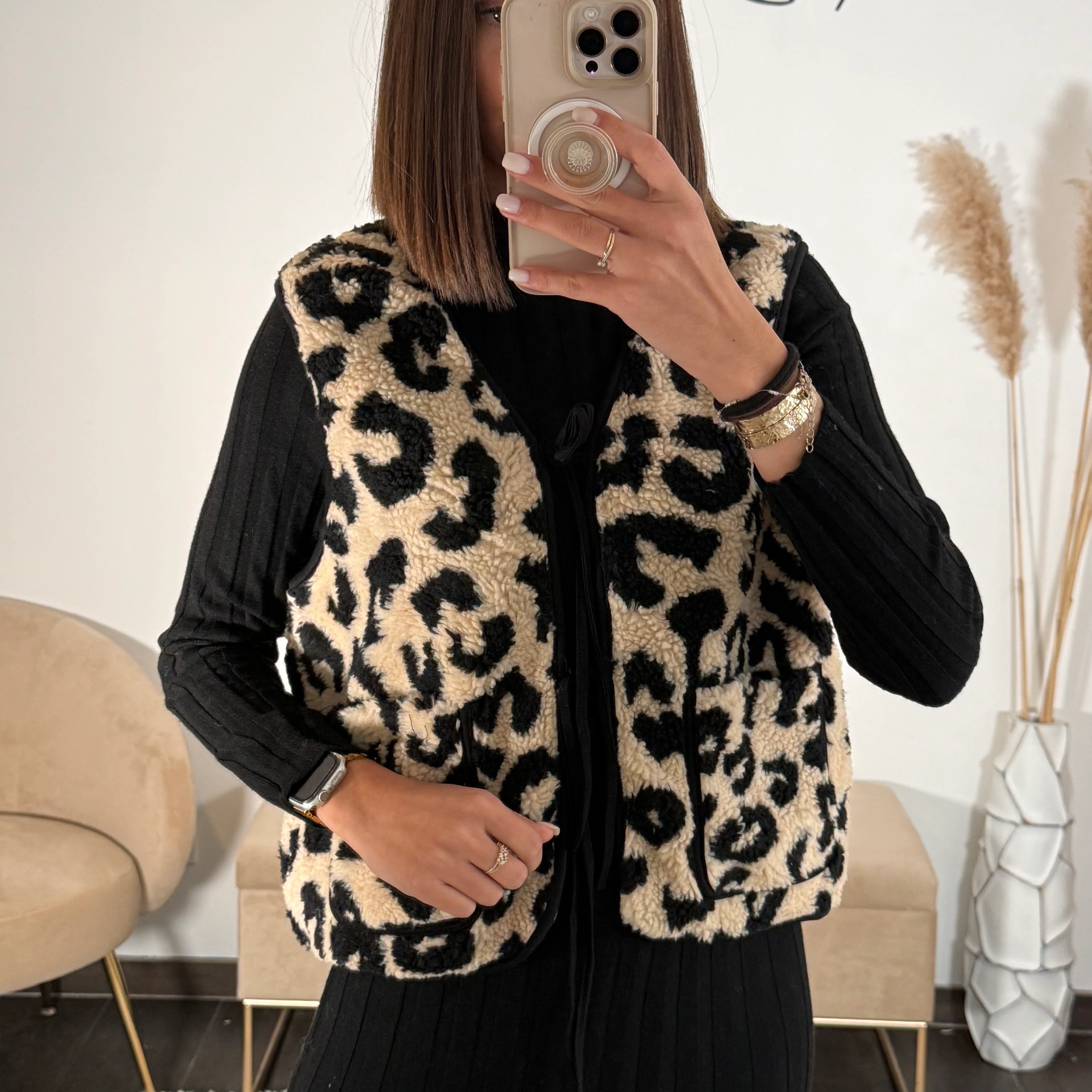 GILET SANS MANCHE LEOPARD ARIA