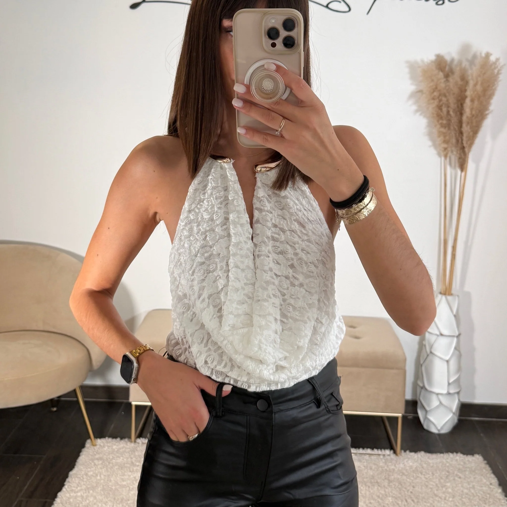 HAUT ANNEAU DENTELLE BLANC - Image 2