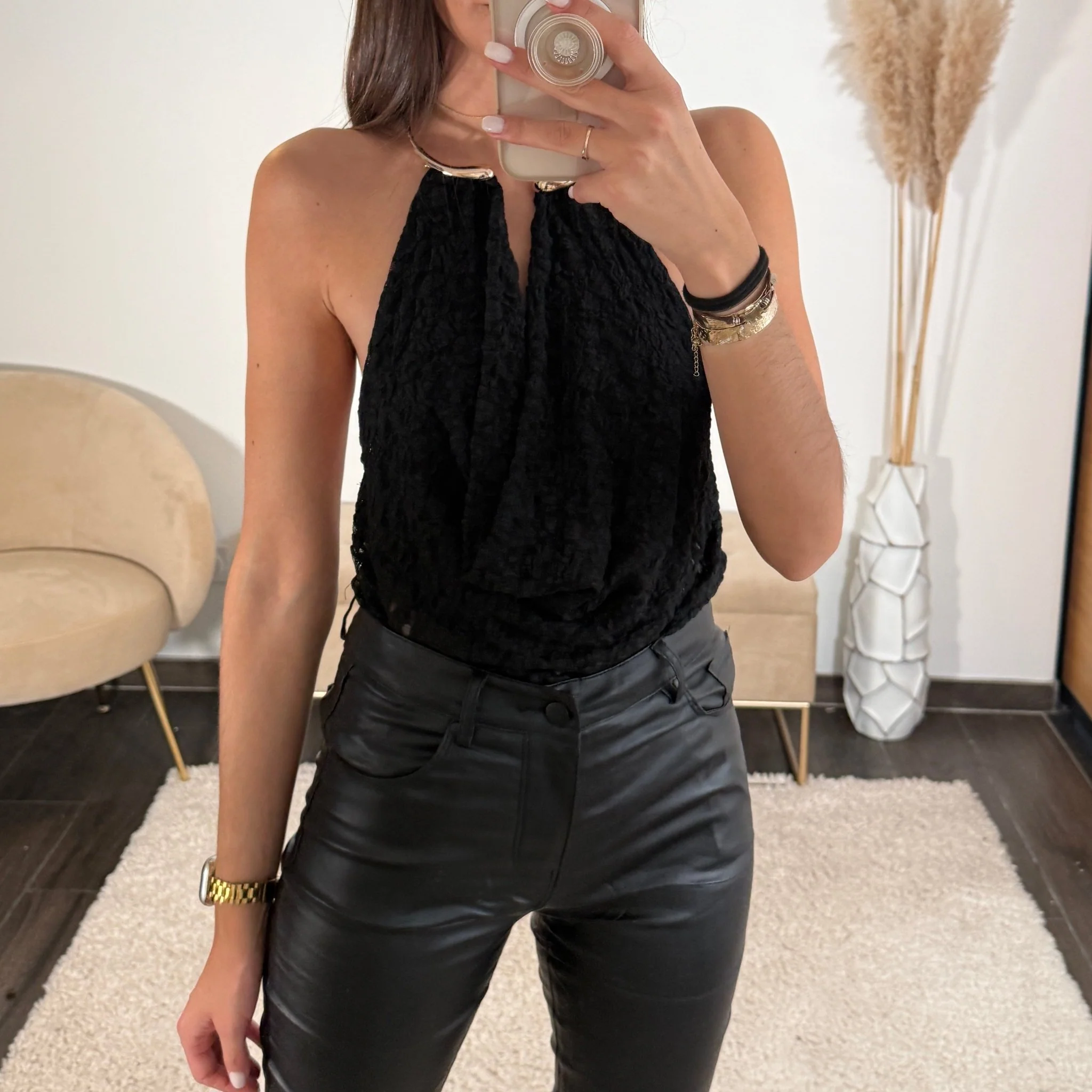 HAUT ANNEAU DENTELLE NOIR