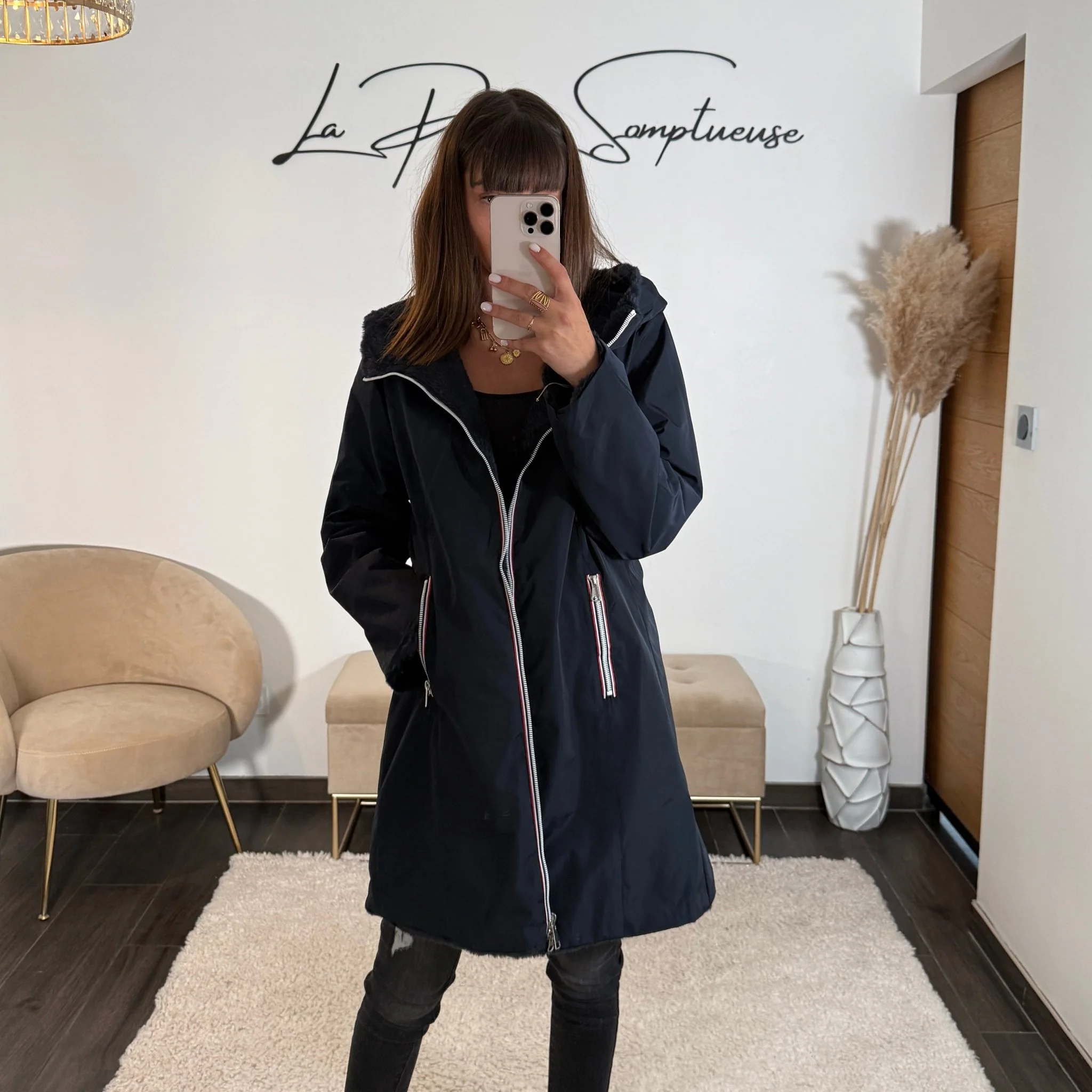 IMPERMEABLE REVERSIBLE POLAIRE BLEU MARINE