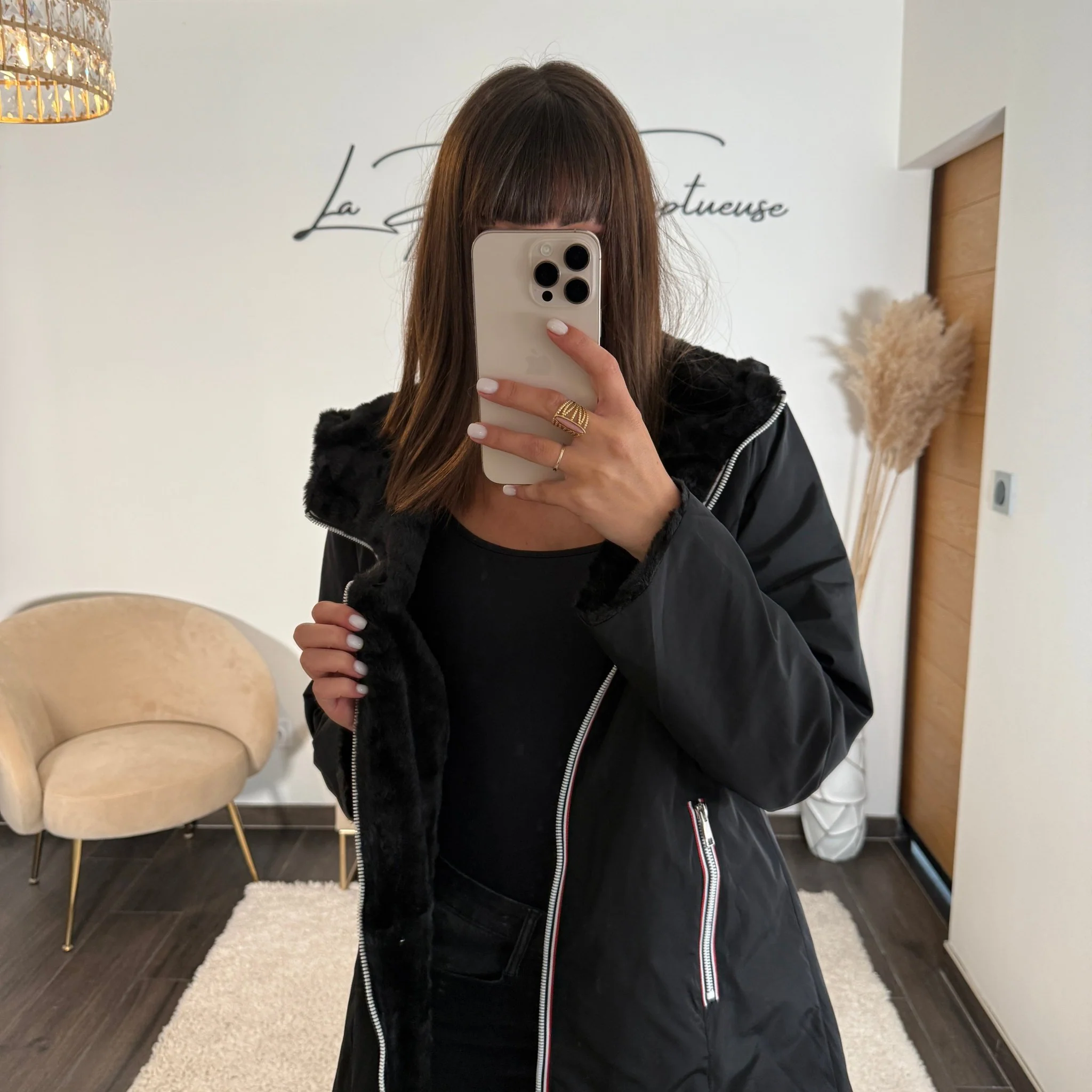 IMPERMEABLE REVERSIBLE POLAIRE NOIR - Image 2