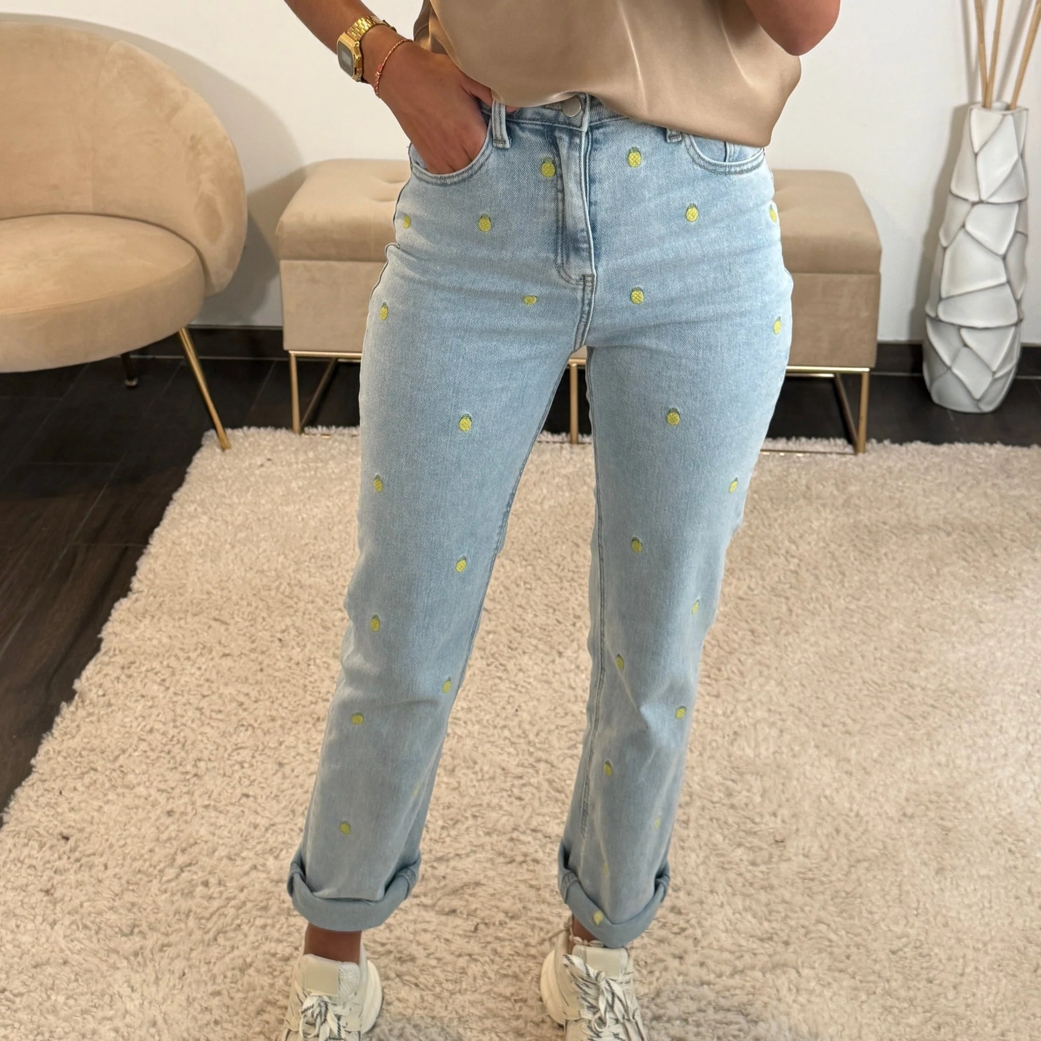 JEAN BLEU ANANAS JAUNE