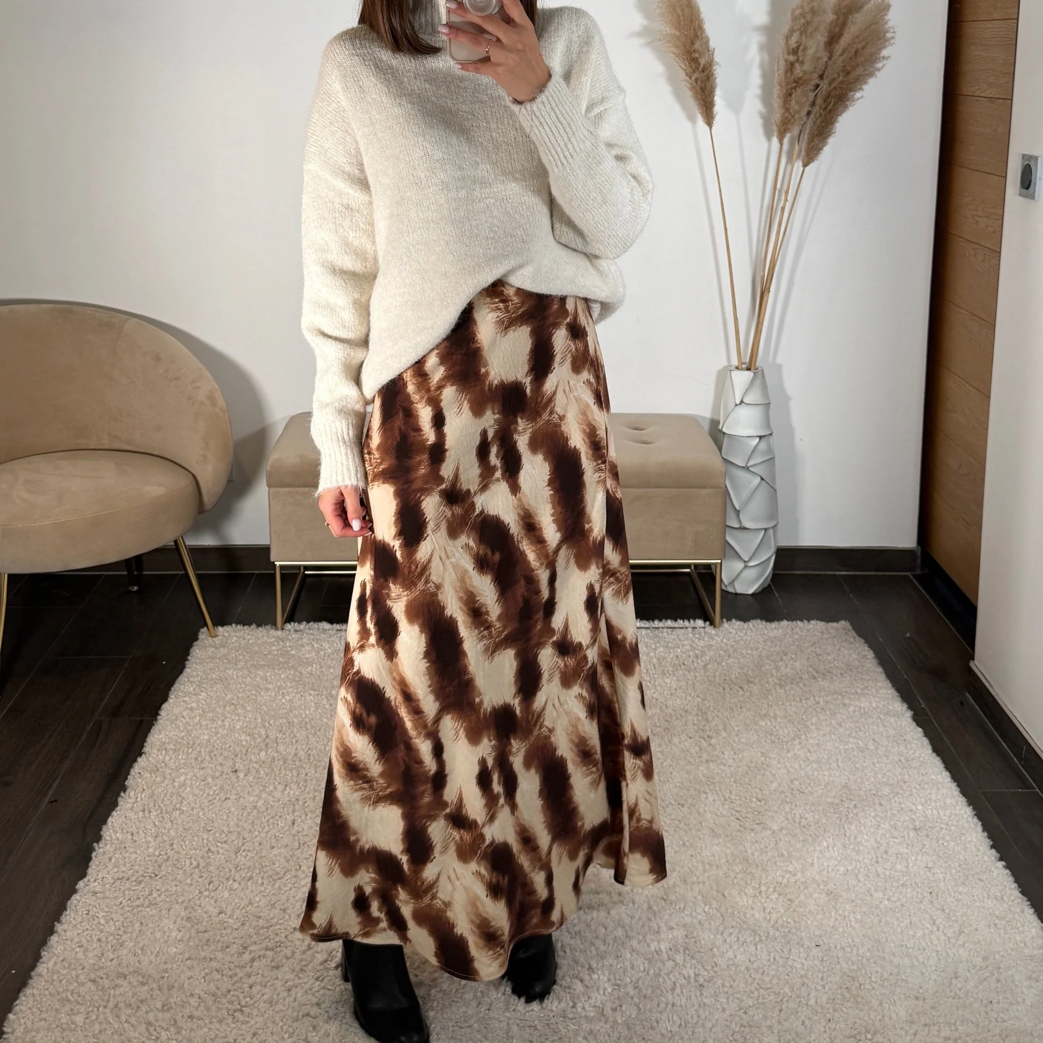 JUPE BEIGE ET MARRON LENA