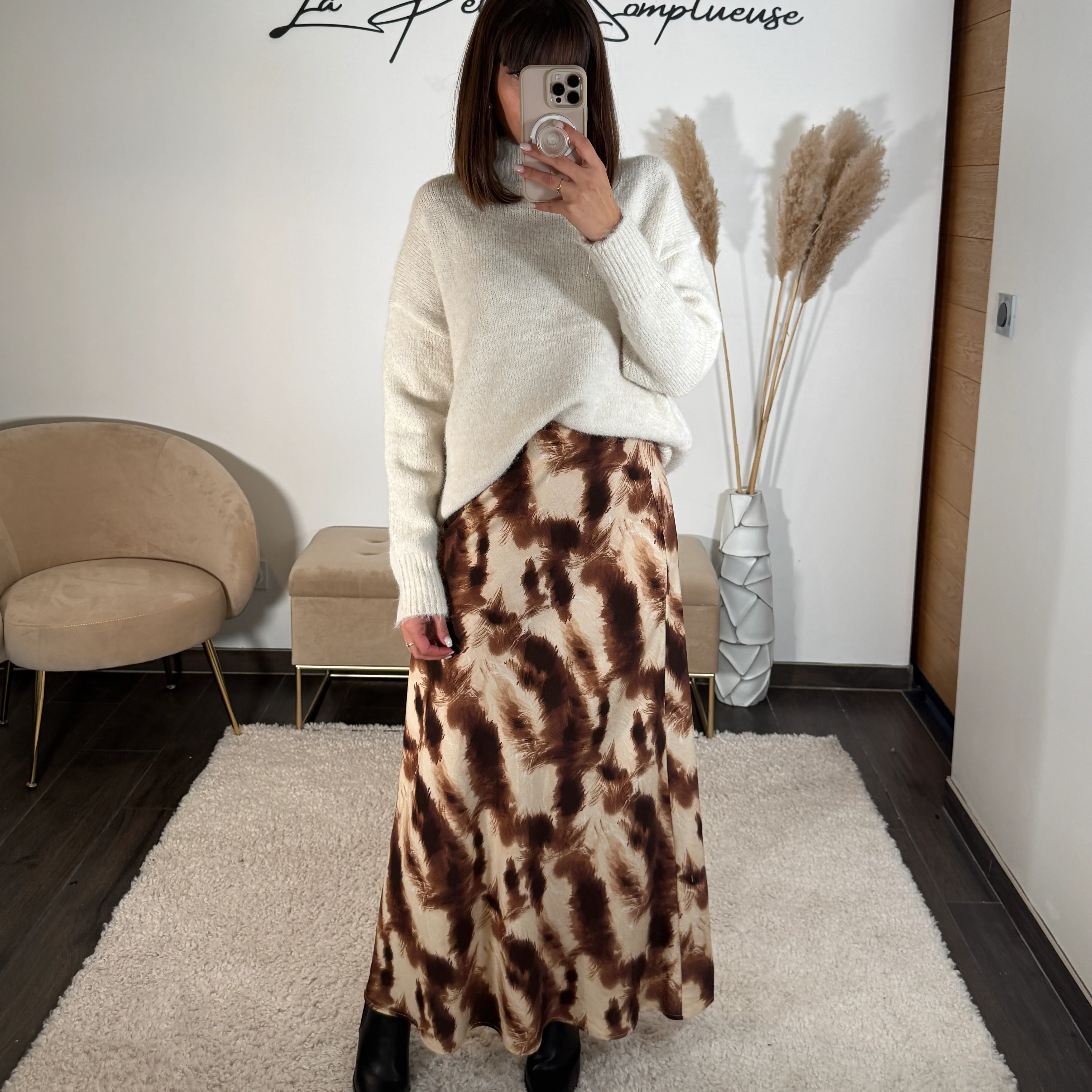JUPE BEIGE ET MARRON LENA - Image 3