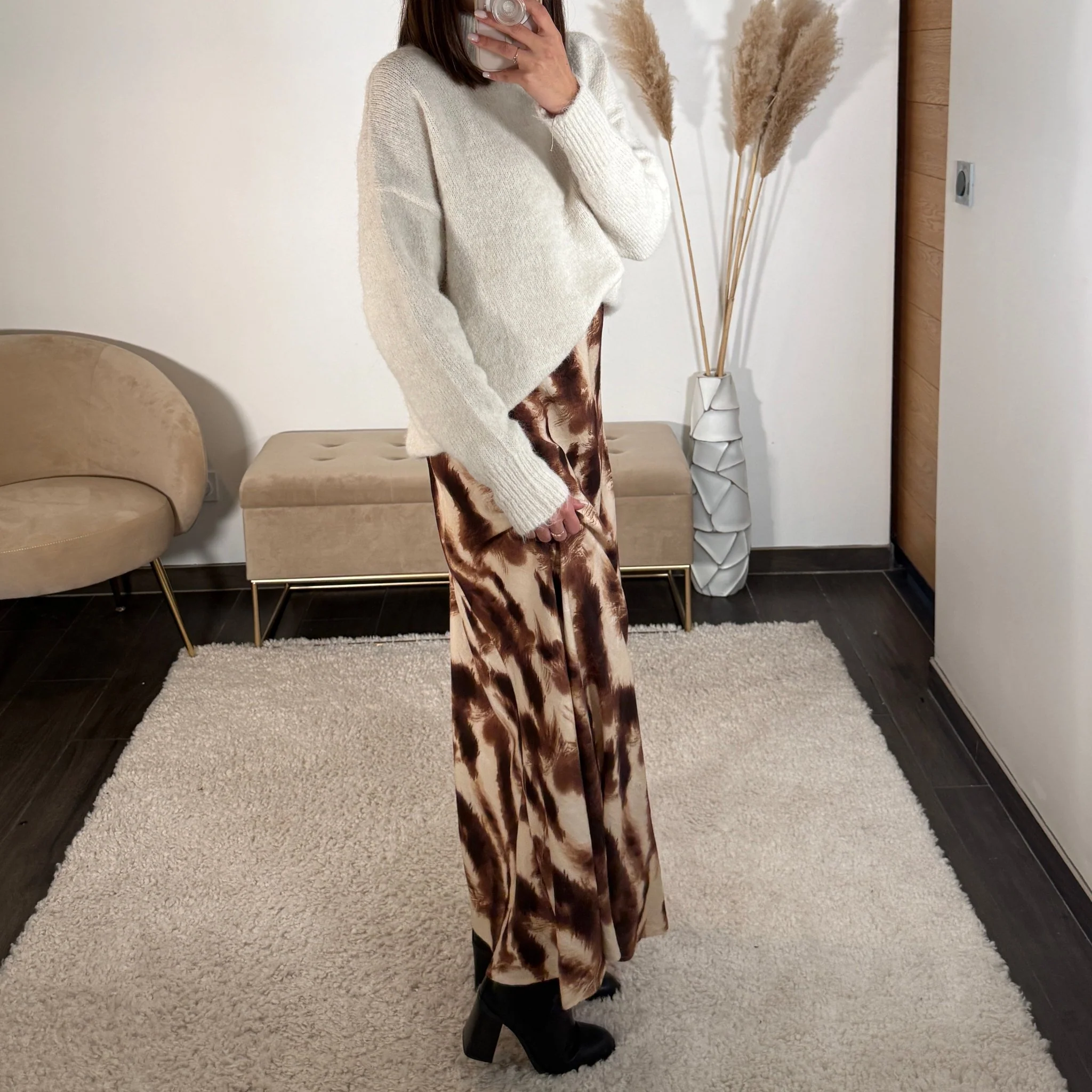 JUPE BEIGE ET MARRON LENA - Image 4