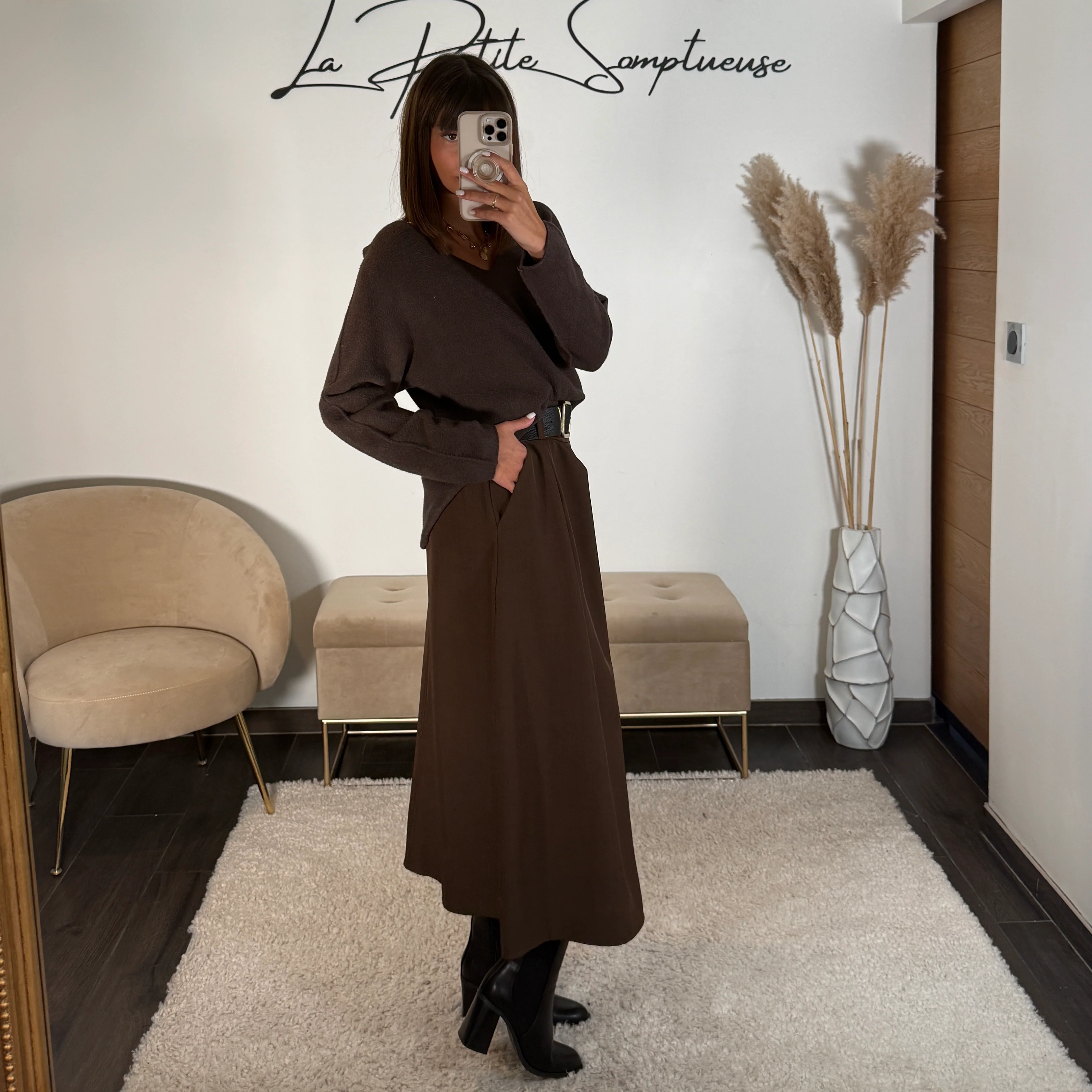 JUPE CEINTURE CHOCO NINON - Image 2
