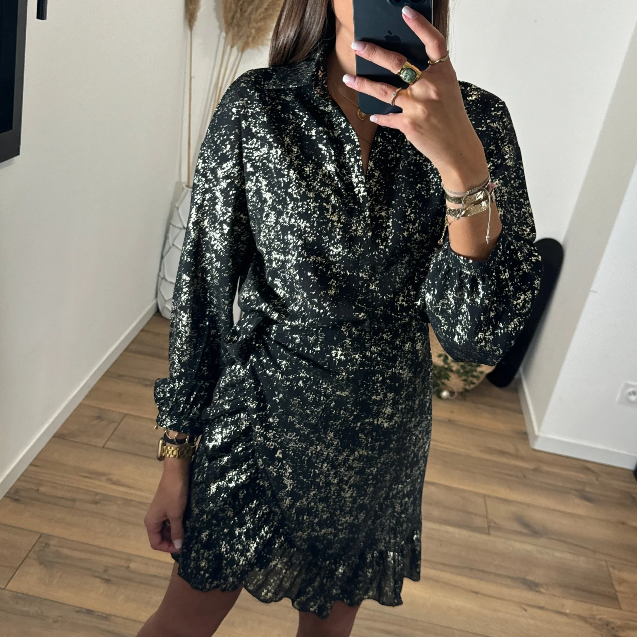 JUPE COURTE NOIRE ET DOREE MARTY - Image 2
