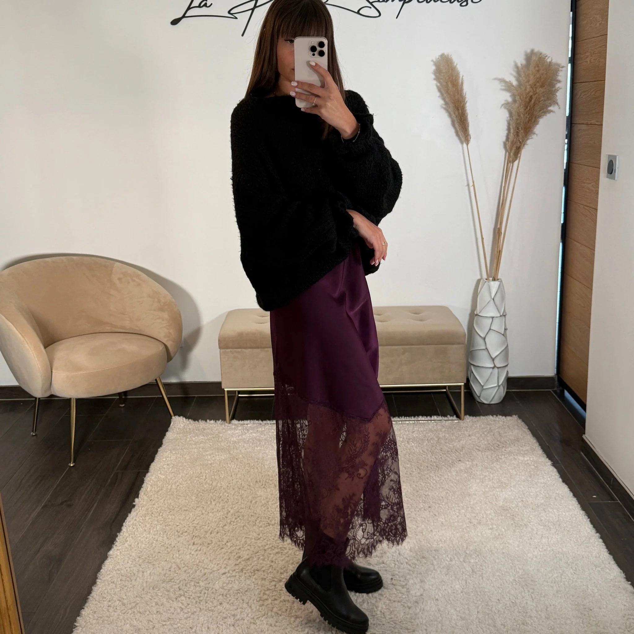 JUPE DENTELLE PRUNE ZAYA - Image 3