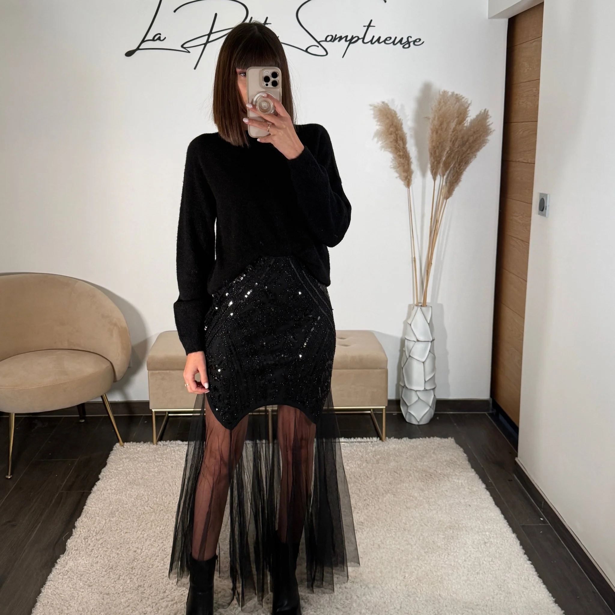 JUPE EN TULLE NOIR ALIA