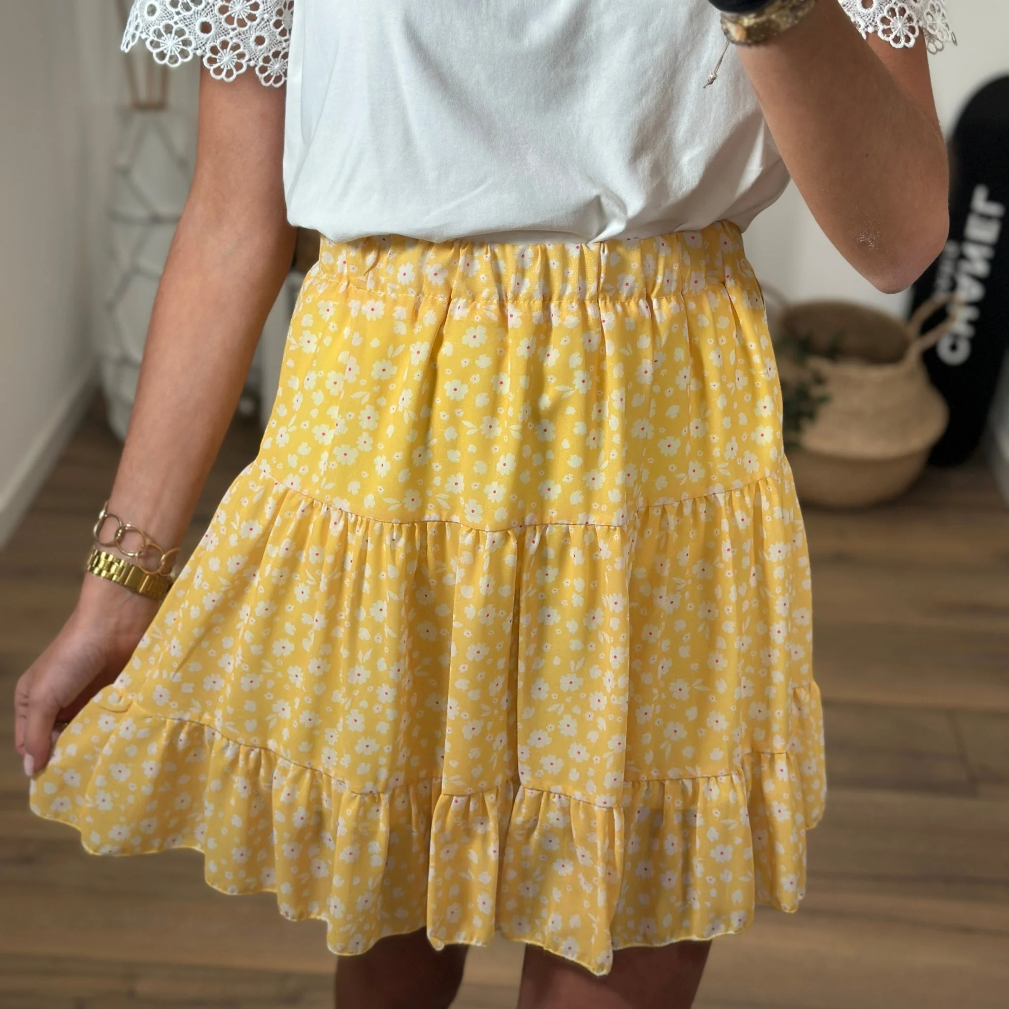 JUPE FEURIE JAUNE YULIA