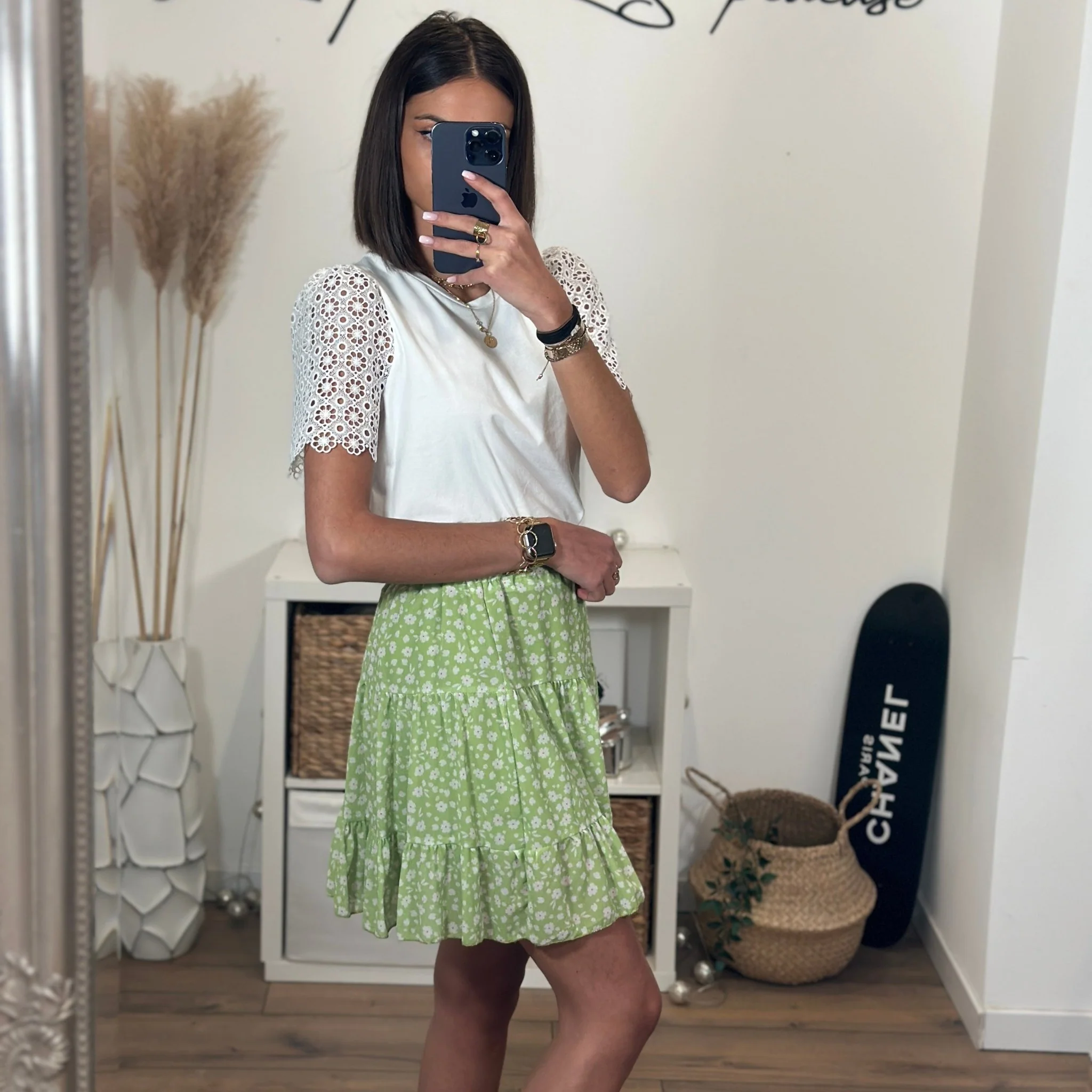 JUPE FEURIE VERT YULIA - Image 3