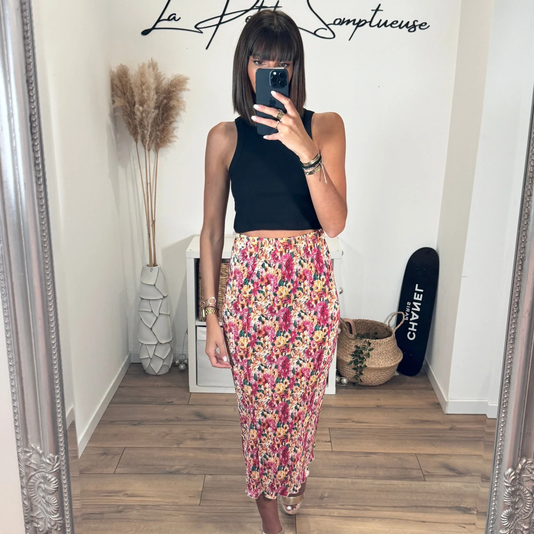 JUPE FLEURIE ROSE ET JAUNE YANA - Image 2