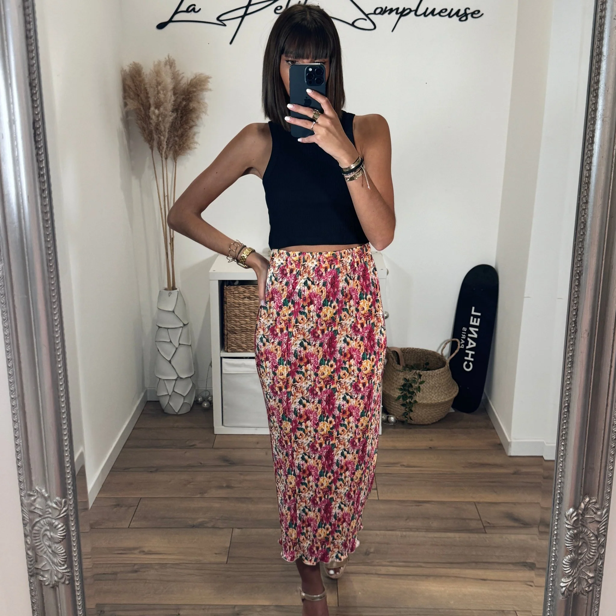 JUPE FLEURIE ROSE ET JAUNE YANA - Image 3