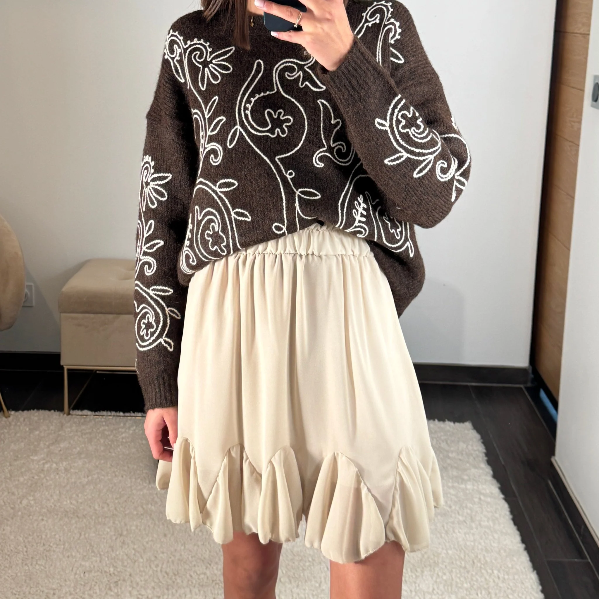 JUPE FLUIDE BEIGE CLEMENCE