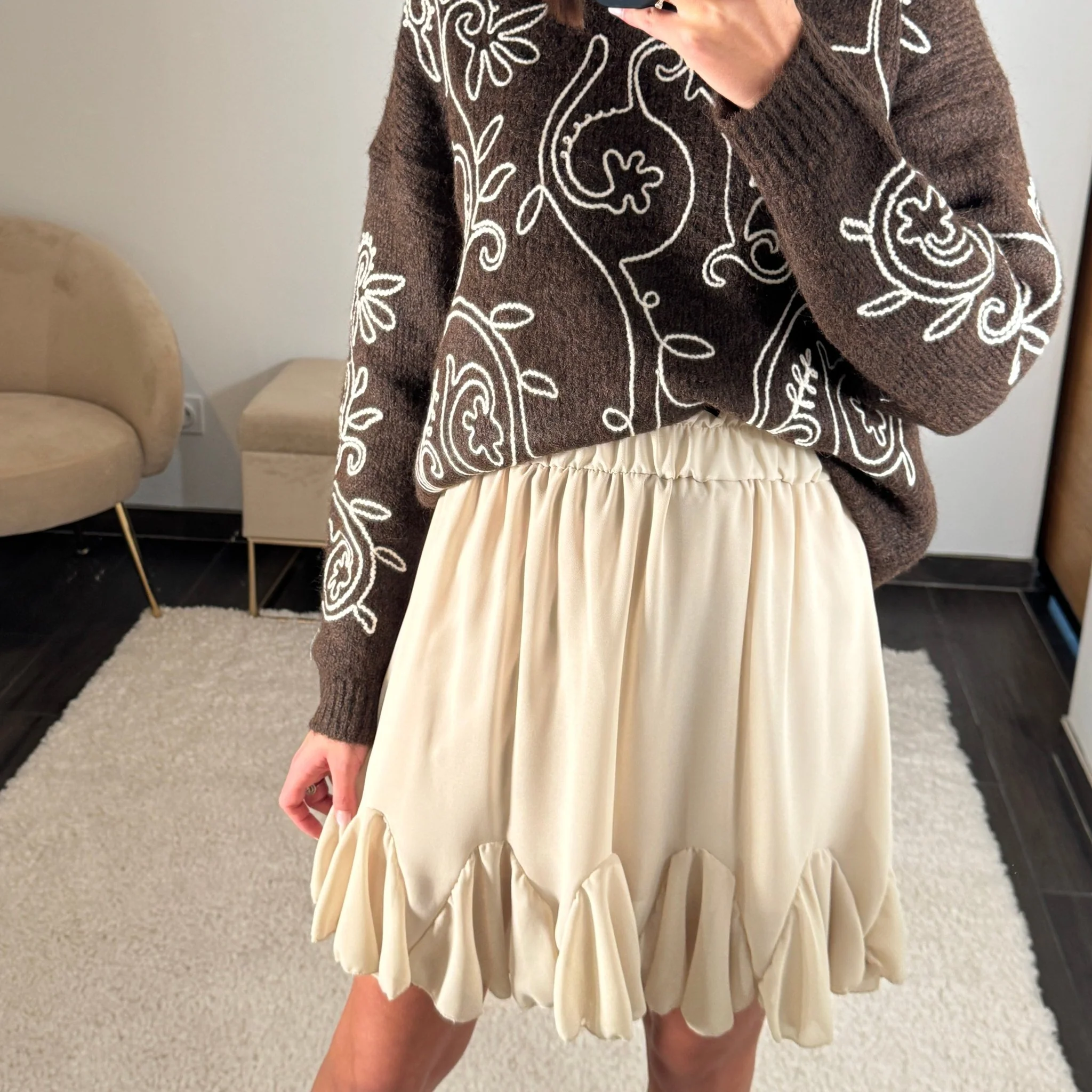 JUPE FLUIDE BEIGE CLEMENCE - Image 2