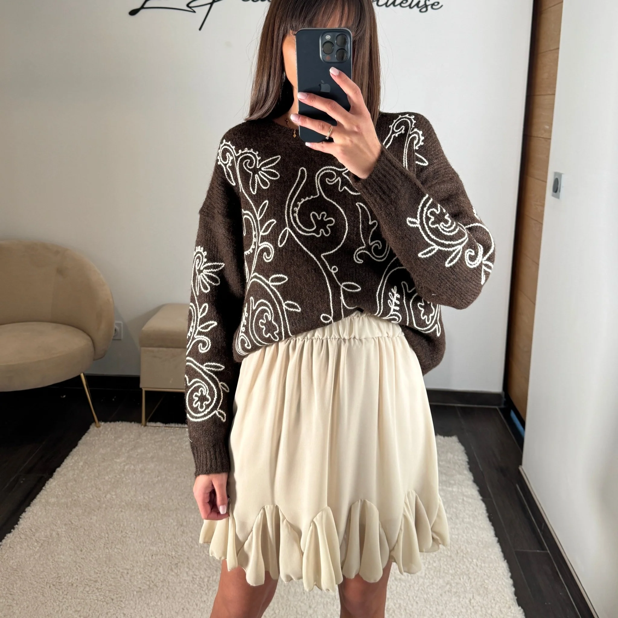 JUPE FLUIDE BEIGE CLEMENCE - Image 3