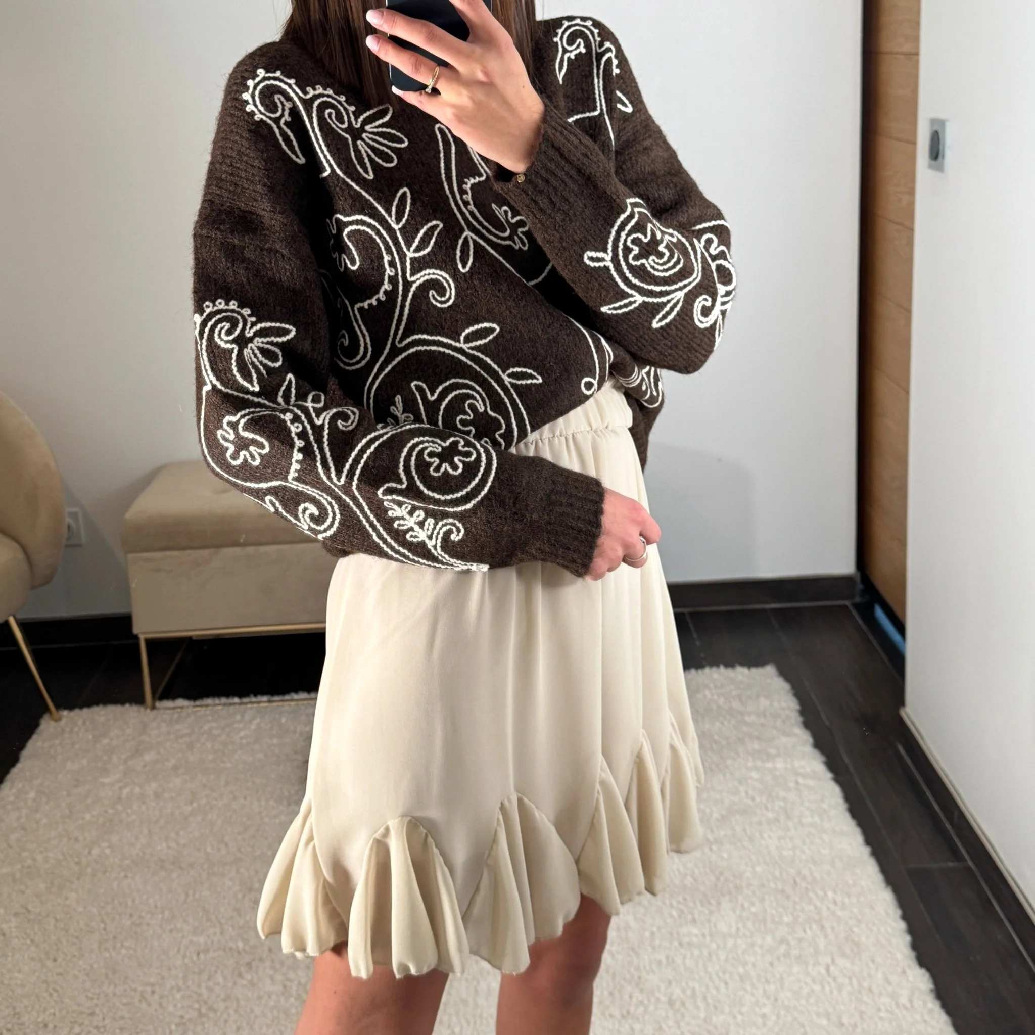 JUPE FLUIDE BEIGE CLEMENCE - Image 4