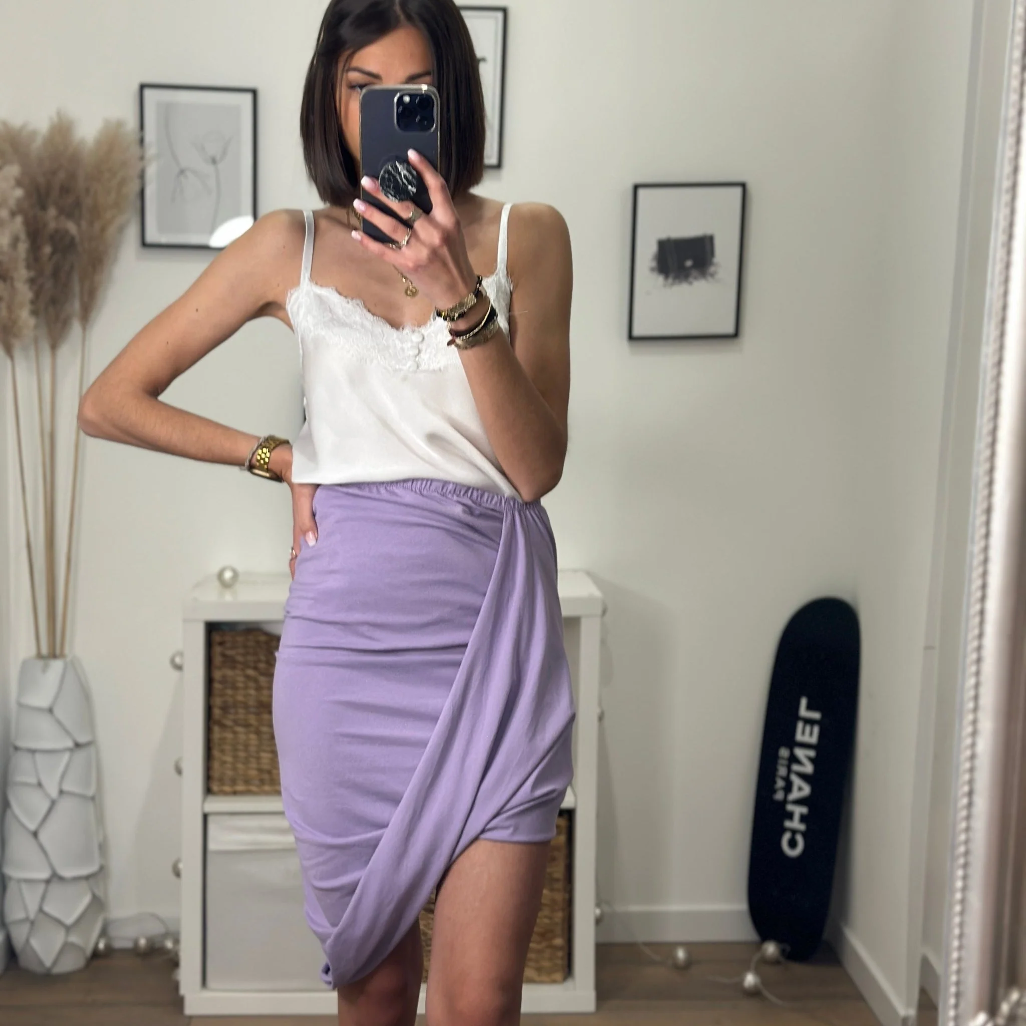 JUPE ASYMETRIQUE LILAS KATE