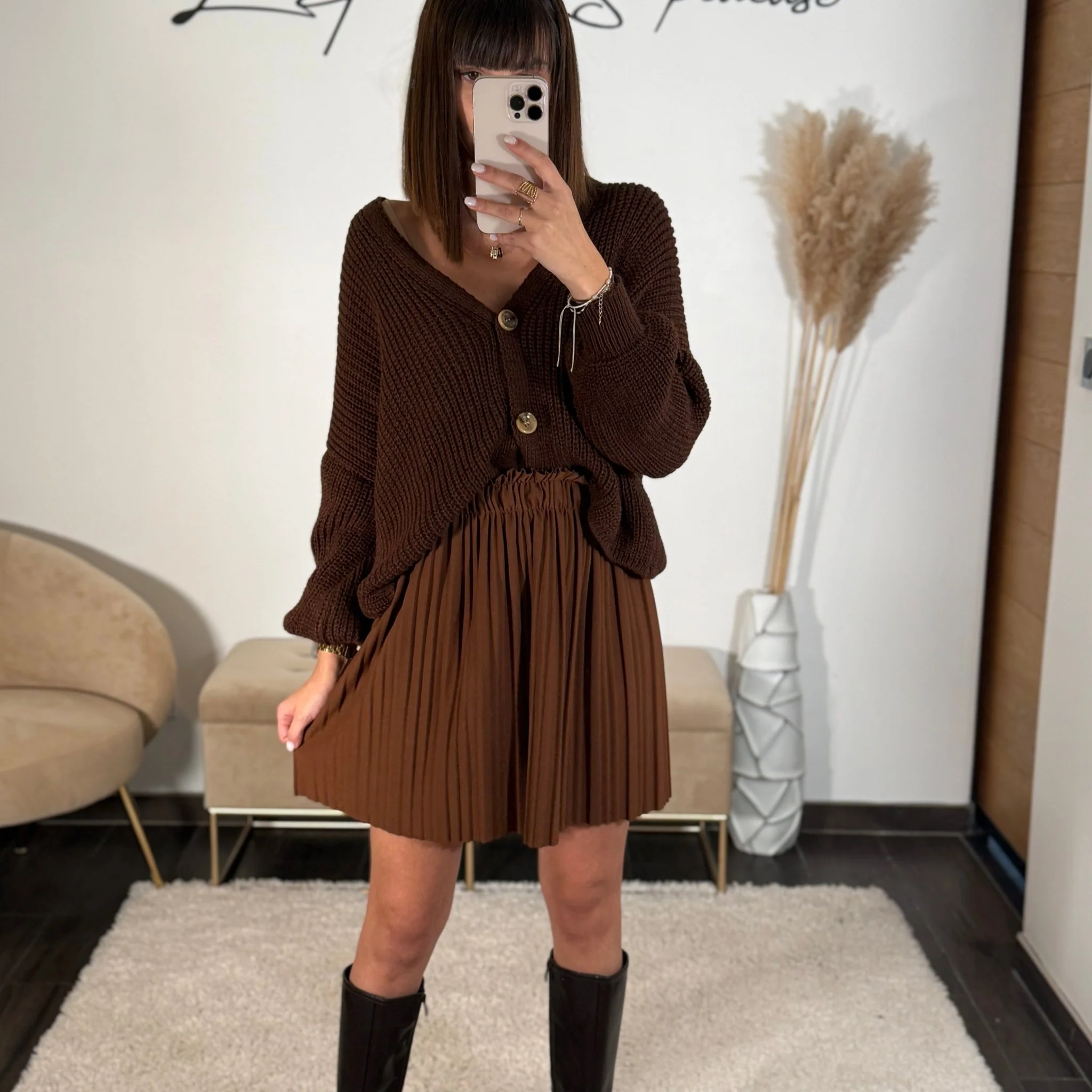 JUPE MARRON PLISSÉE EMY