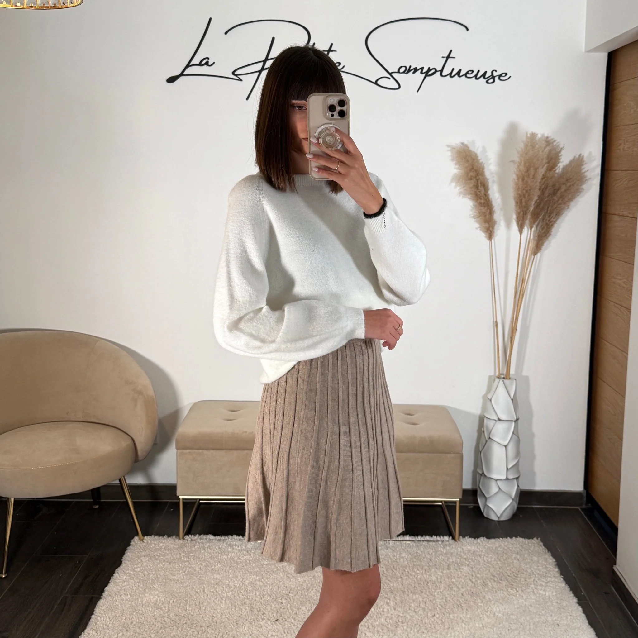 JUPE TAUPE EN LAINE KLEA - Image 3