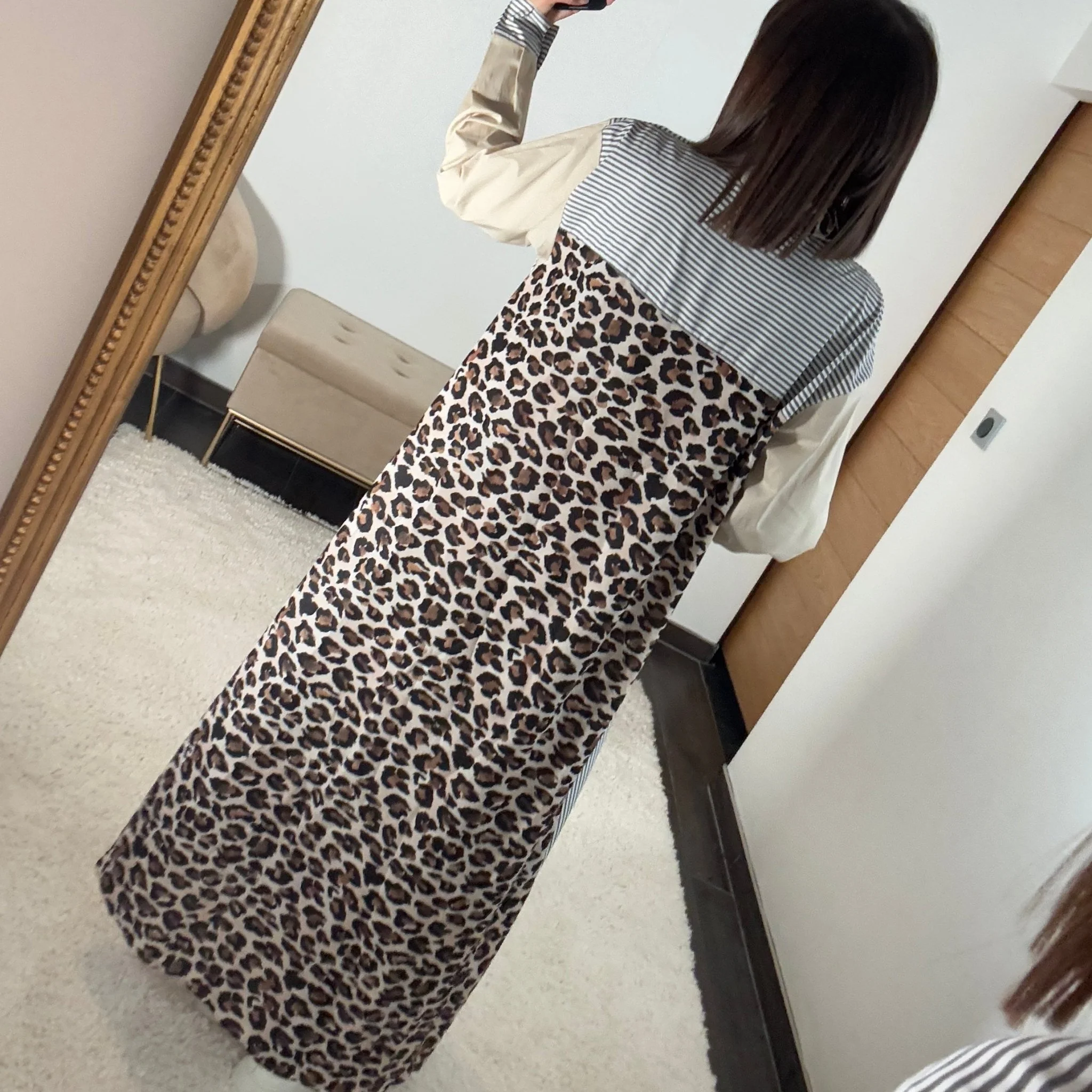LONGUE ROBE CHEMISE RAYEE LEOPARD ALIA - Image 3