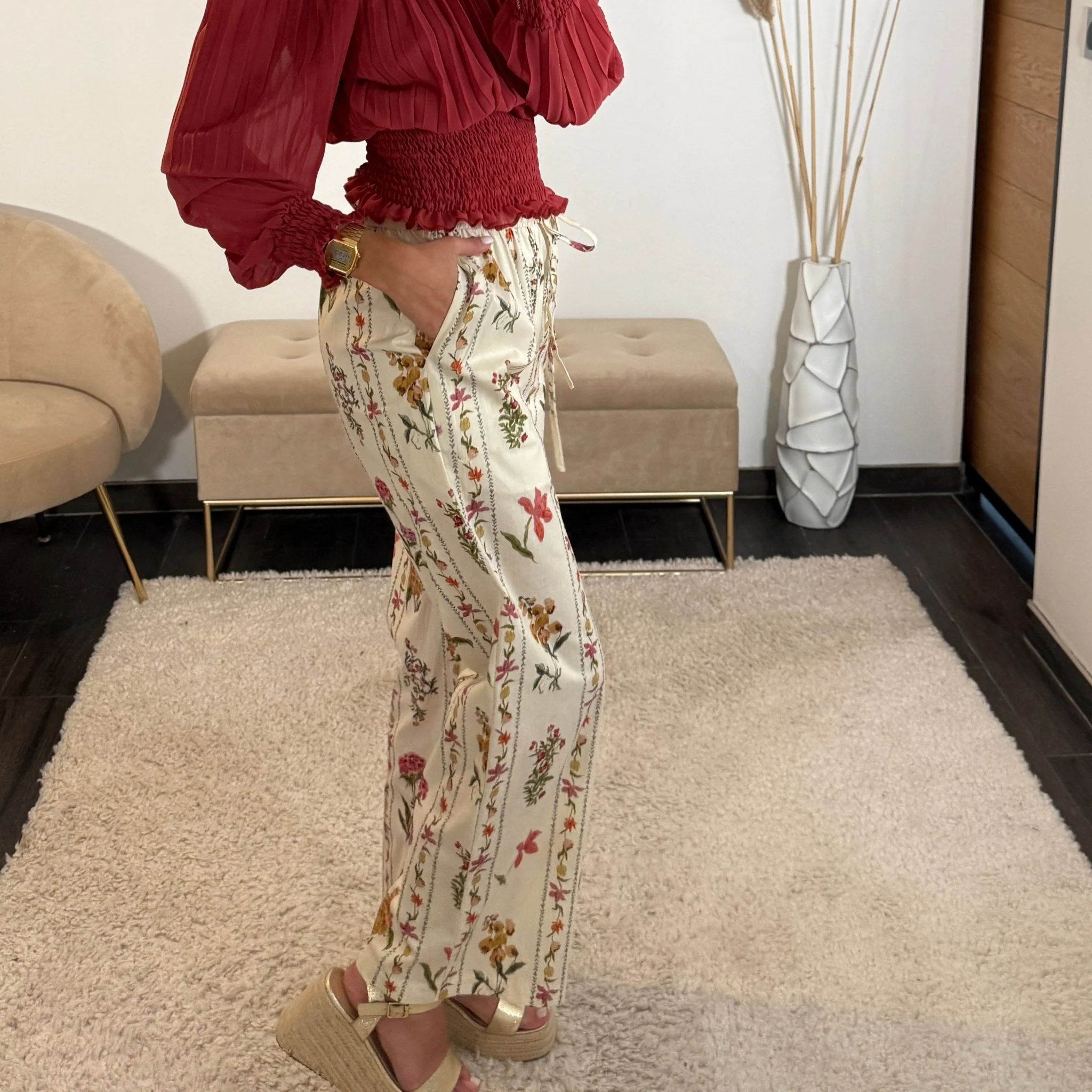 PANTALON BLANC FLEURIE LIDIA - Image 2