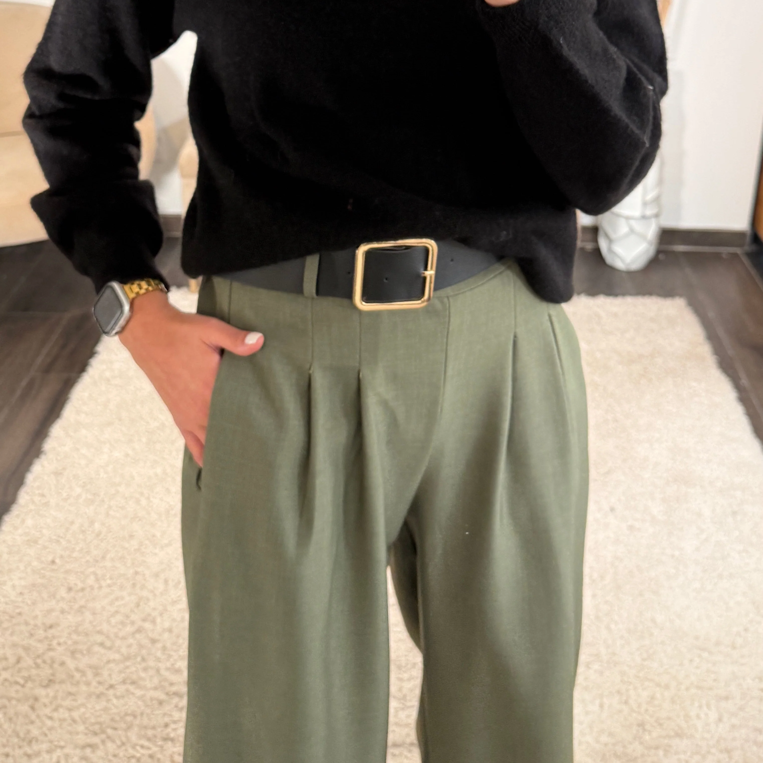 PANTALON CEINTURE FLUIDE KAKI PAUL - Image 3