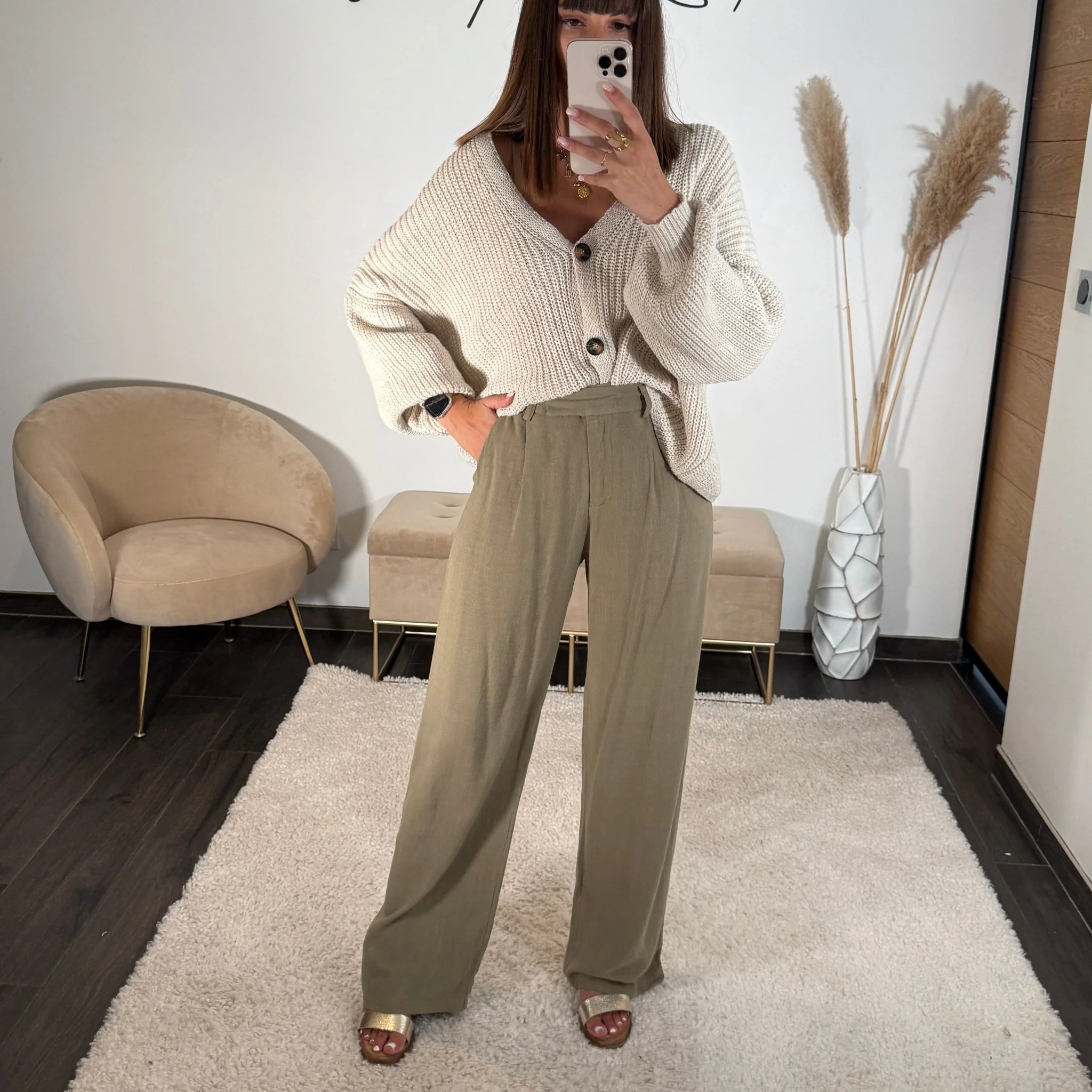 PANTALON EN LIN KAKI THAIS