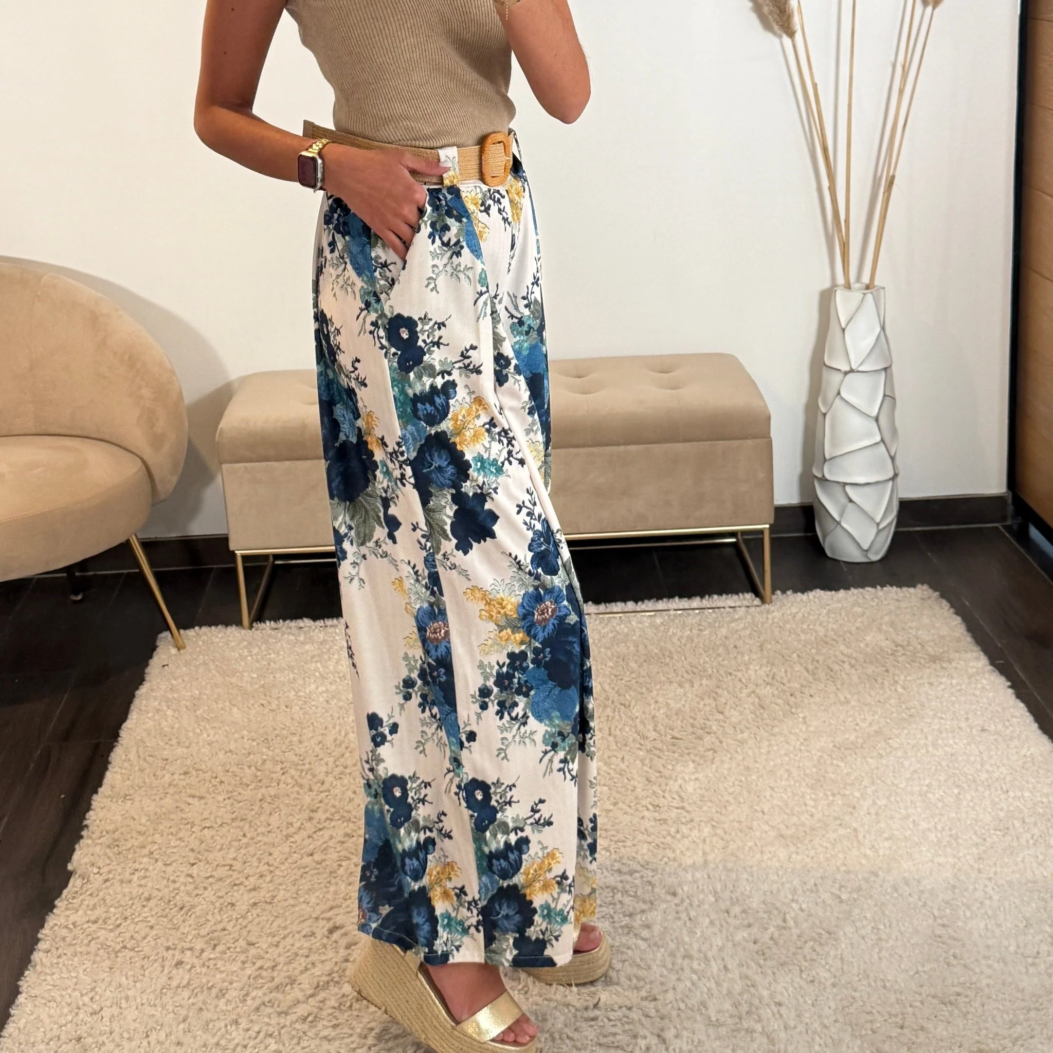 PANTALON FLOWER + CEINTURE MARINE DANY - Image 2