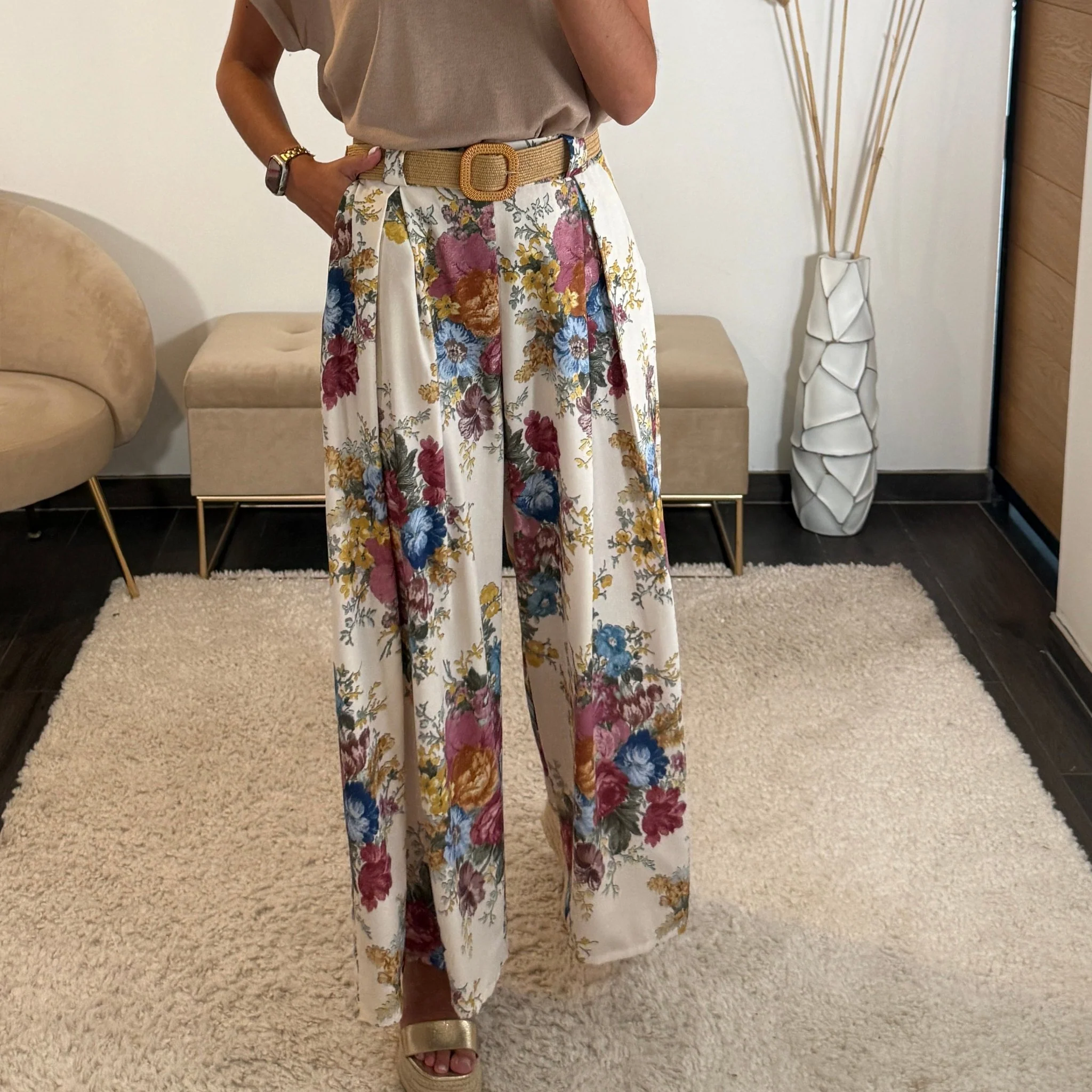 PANTALON FLOWER + CEINTURE ROSE DANY - Image 2