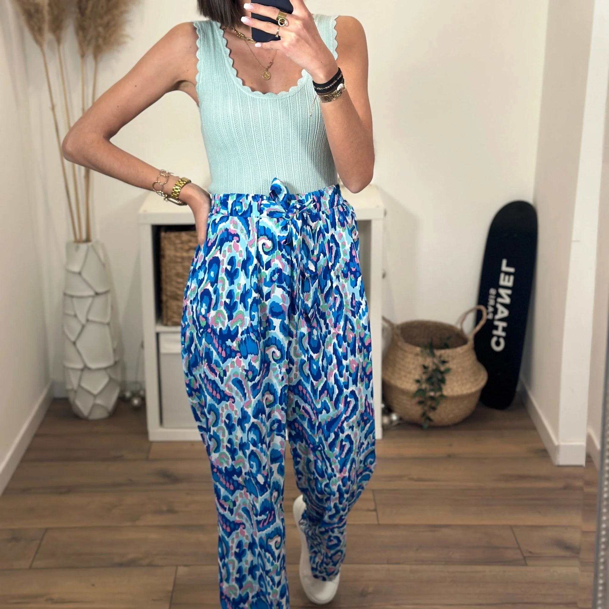PANTALON FLUIDE BLEU ESTIA - Image 3