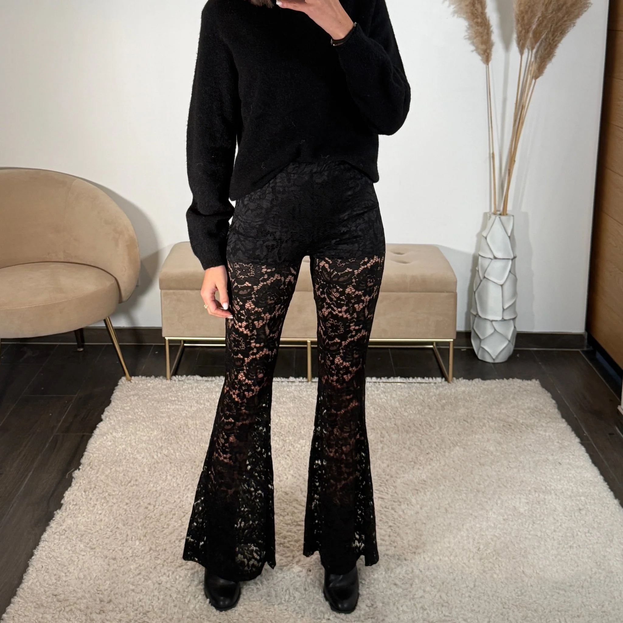 PANTALON NOIR DENTELLE MARTY - Image 2