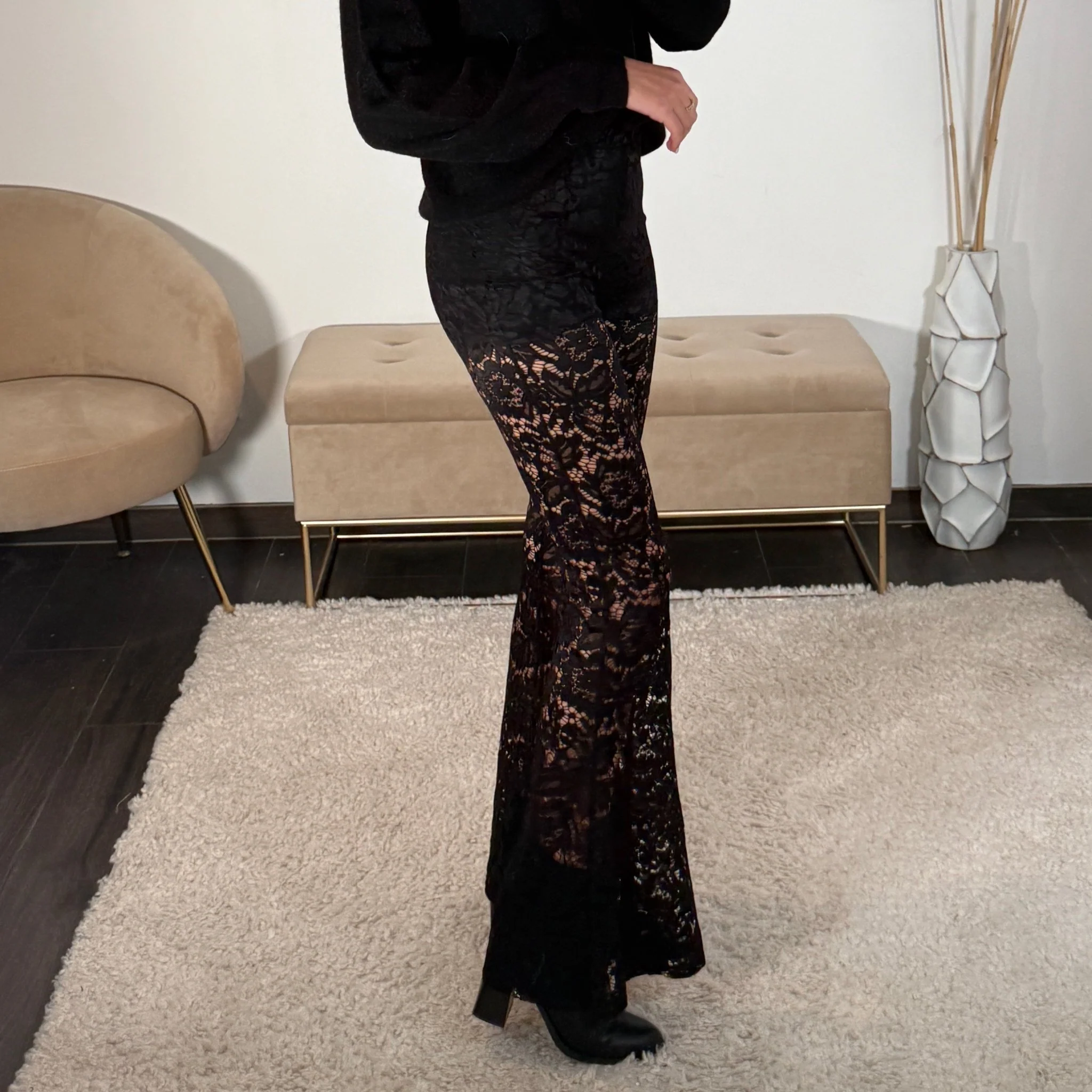 PANTALON NOIR DENTELLE MARTY - Image 3