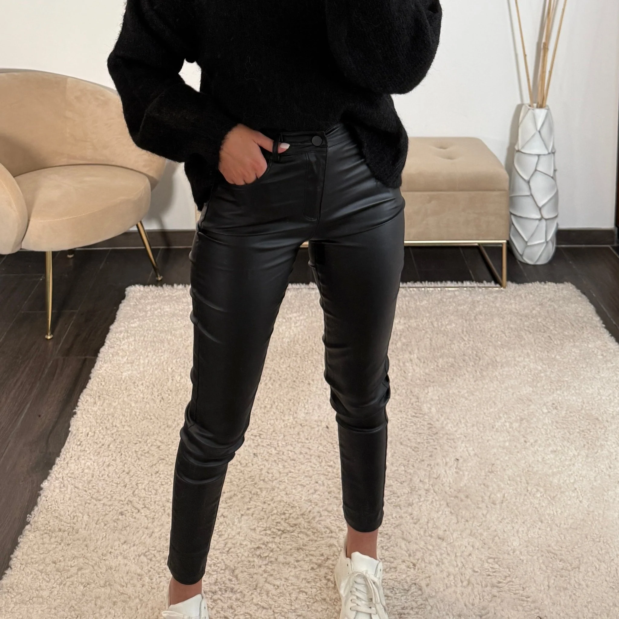 PANTALON NOIR HUILE THELIO