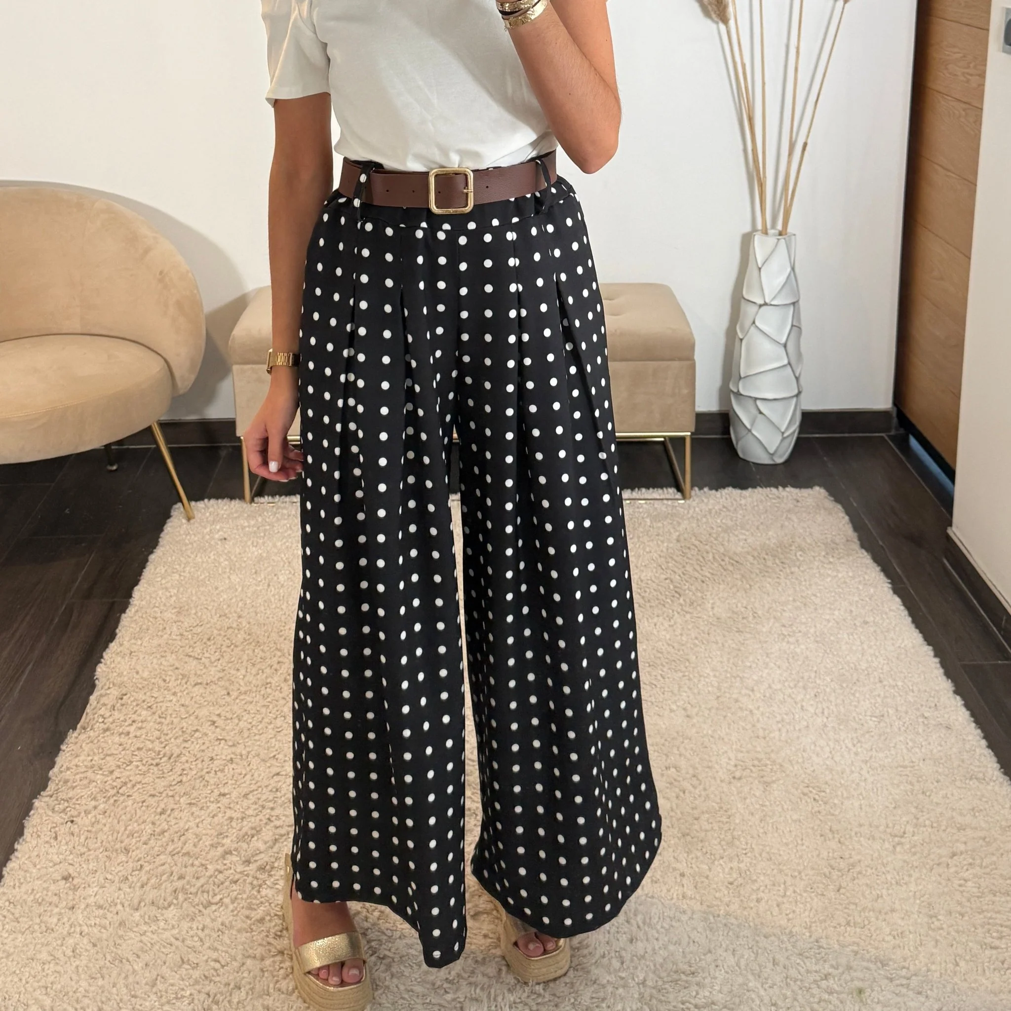 PANTALON NOIR POIS PENNY