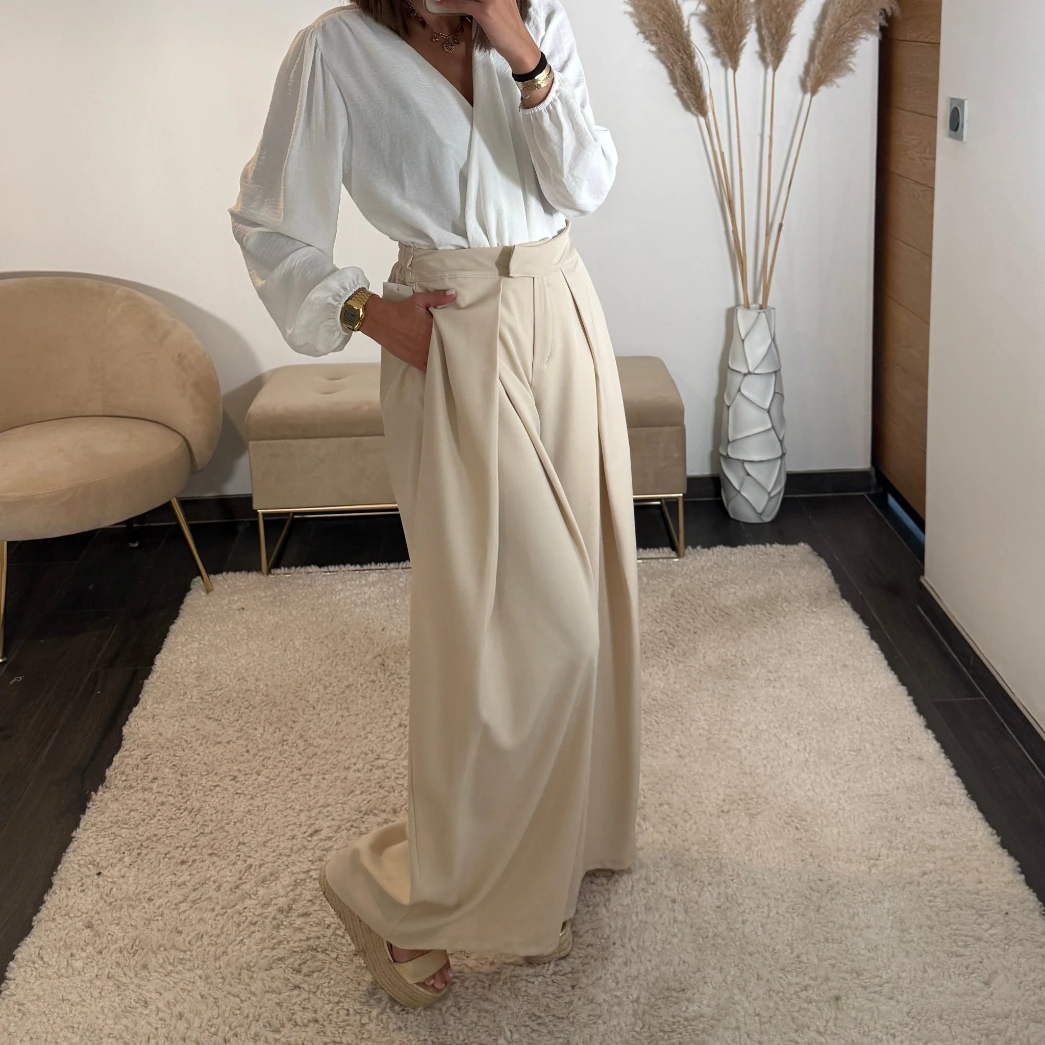 PANTALON OVERSIZE BEIGE ALEX - Image 2