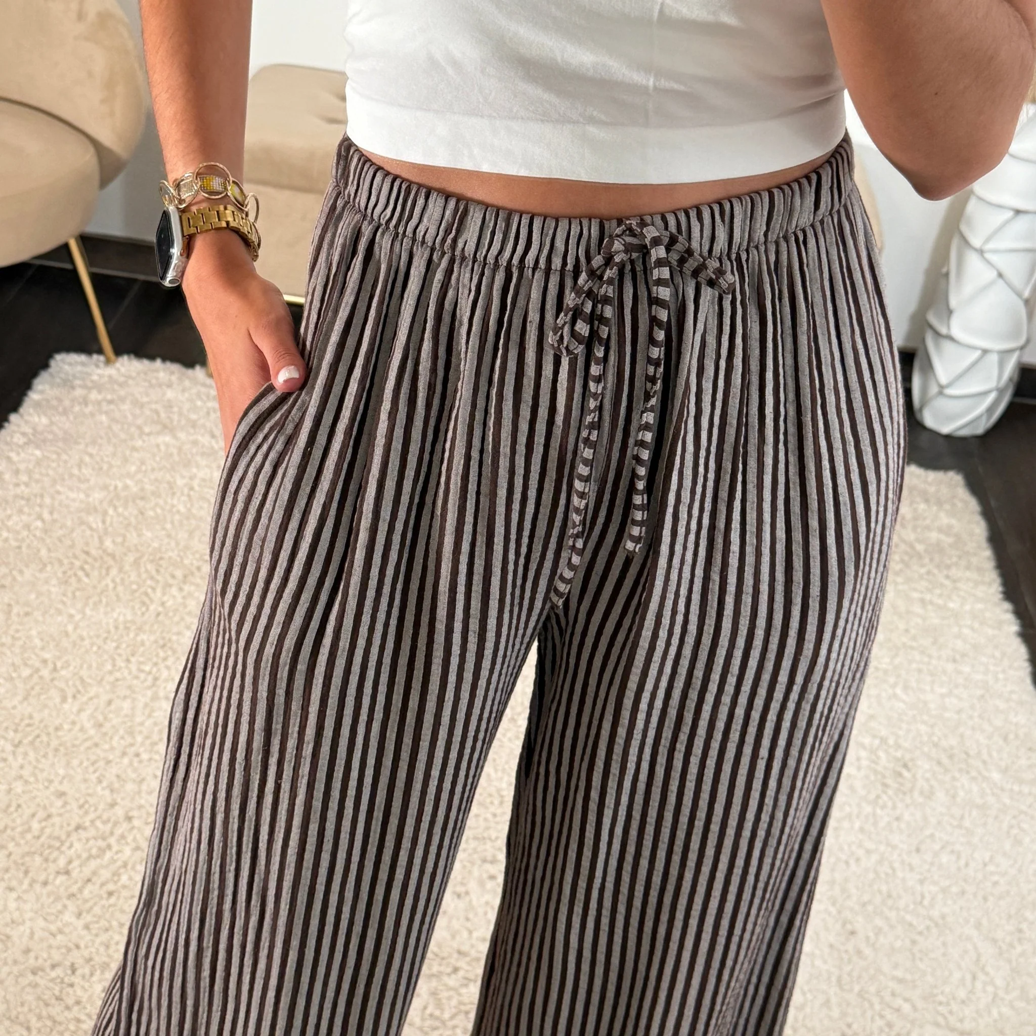 PANTALON RAYE MARRON ERWAN - Image 3