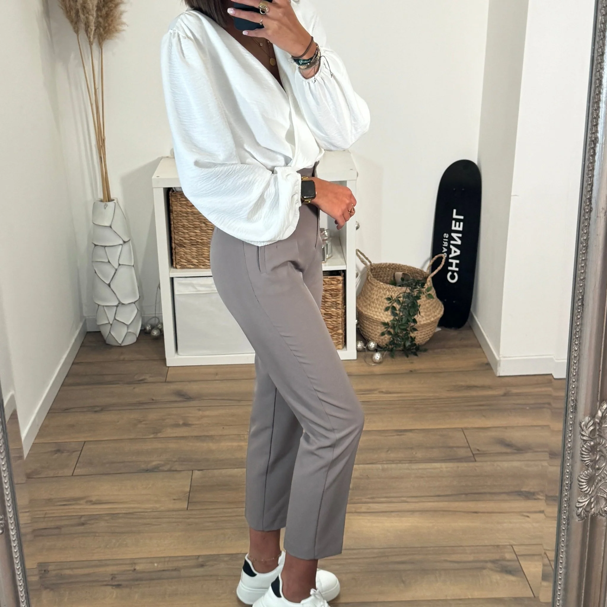 PANTALON TAILLEUR TAUPE ROBIN - Image 4