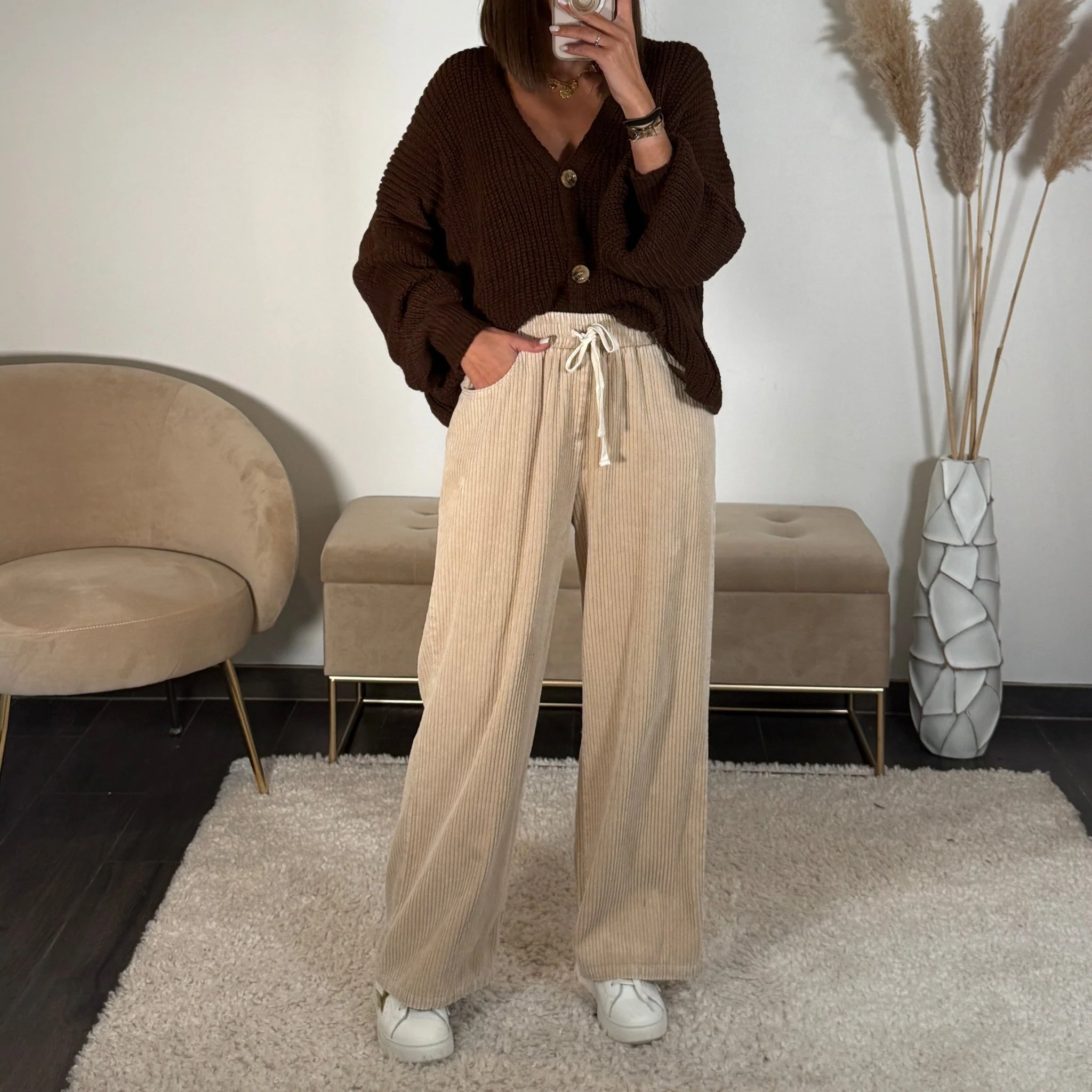 PANTALON VELOURS BEIGE MARTIN