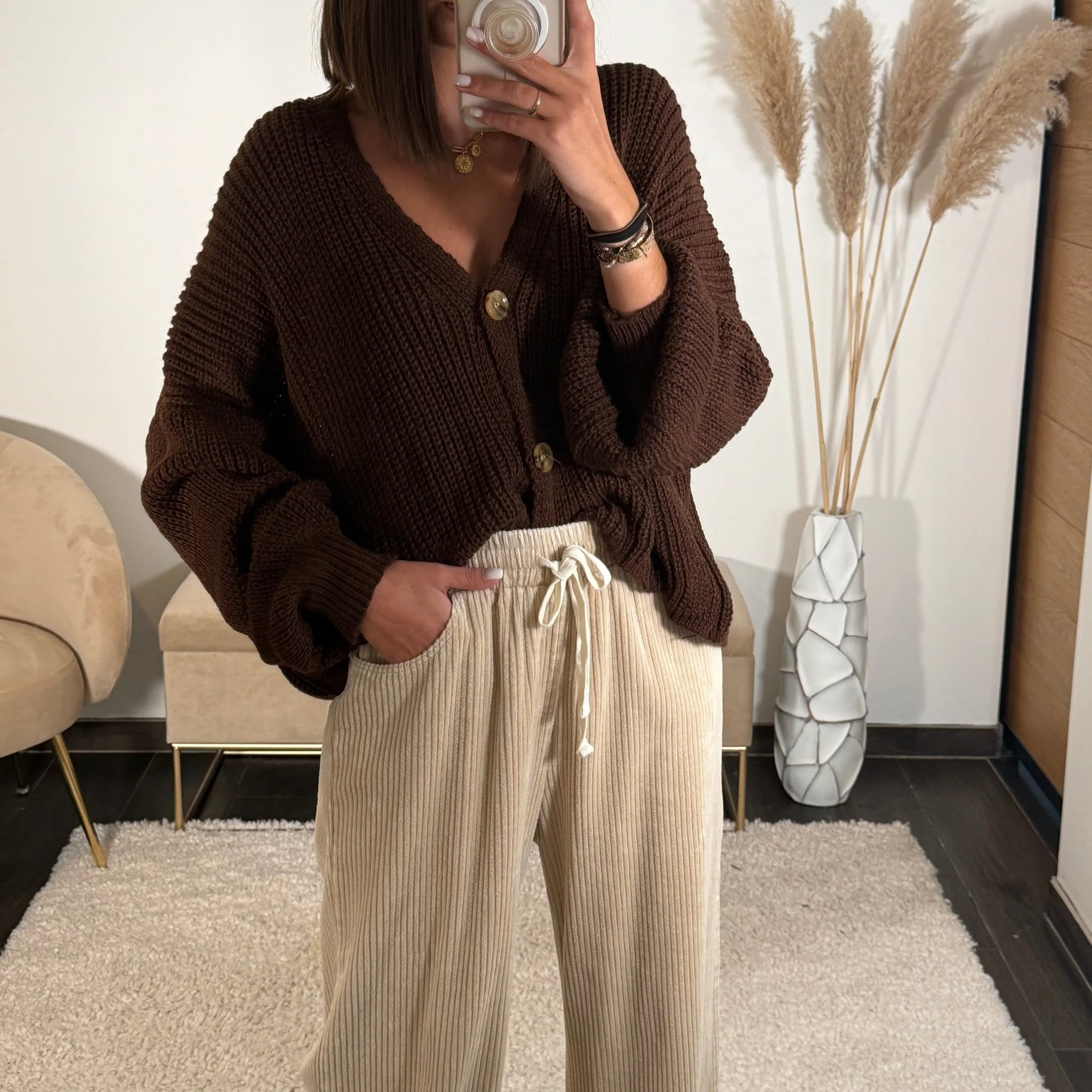 PANTALON VELOURS BEIGE MARTIN - Image 3