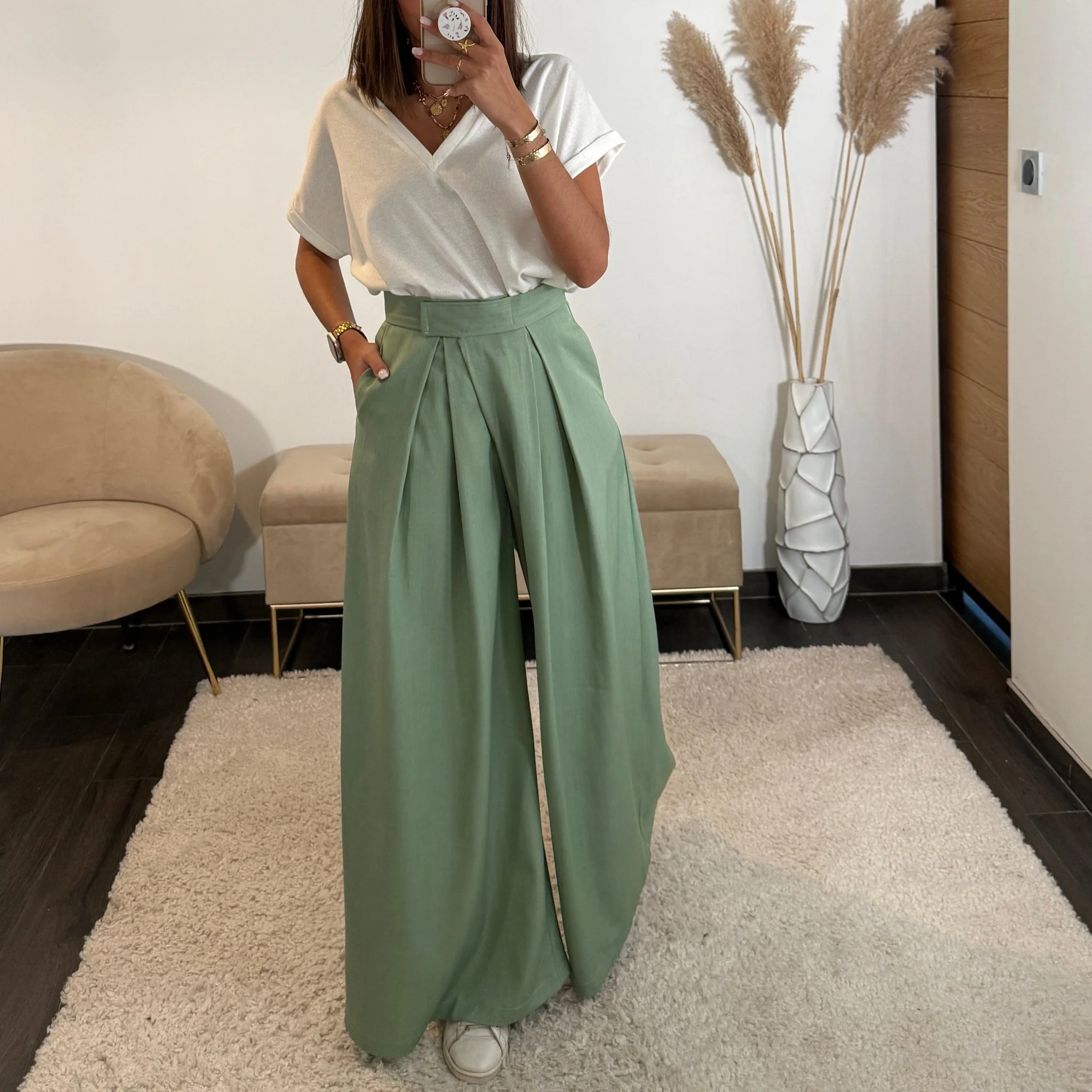 PANTALON VERT SAUGE SCRATCH