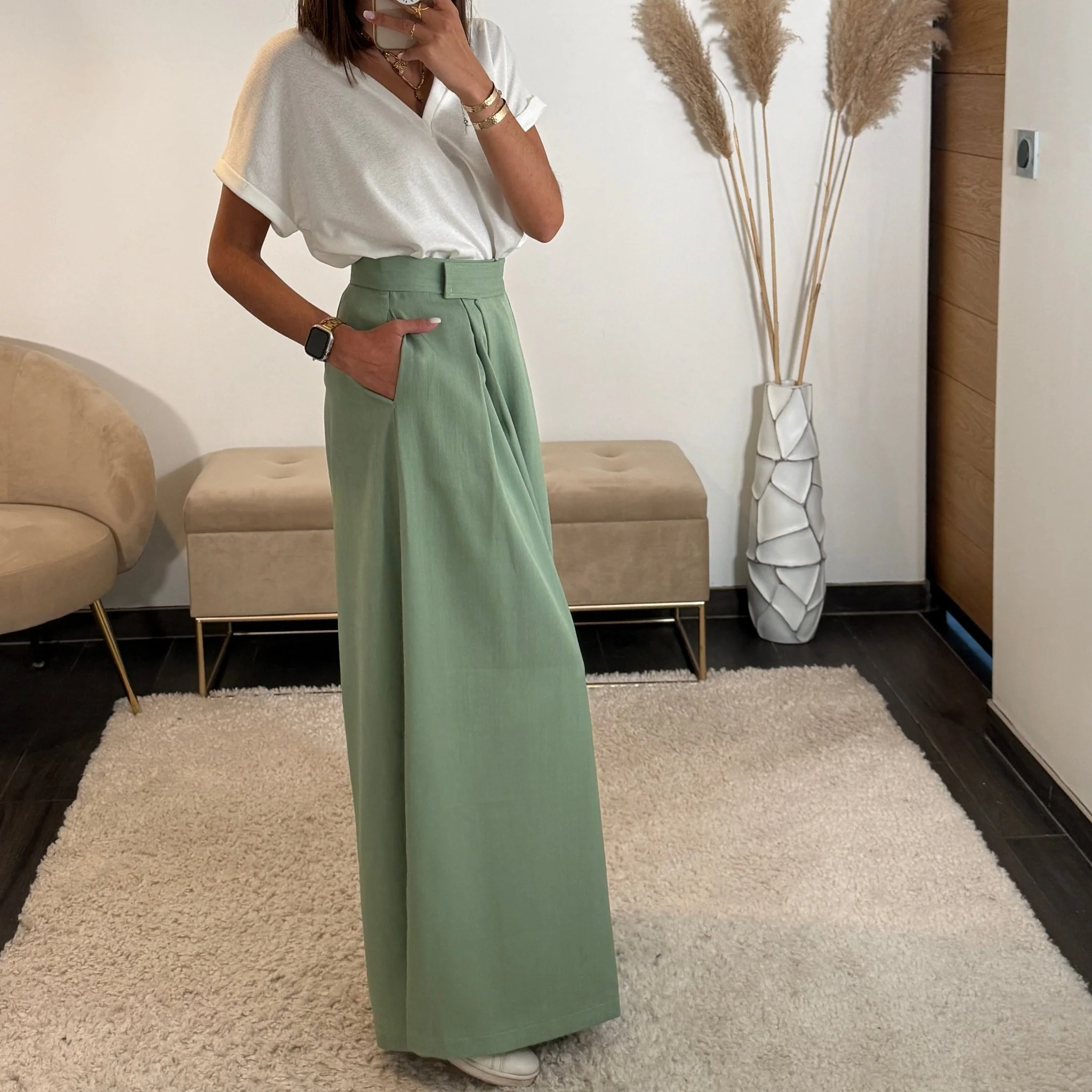 PANTALON VERT SAUGE SCRATCH - Image 3