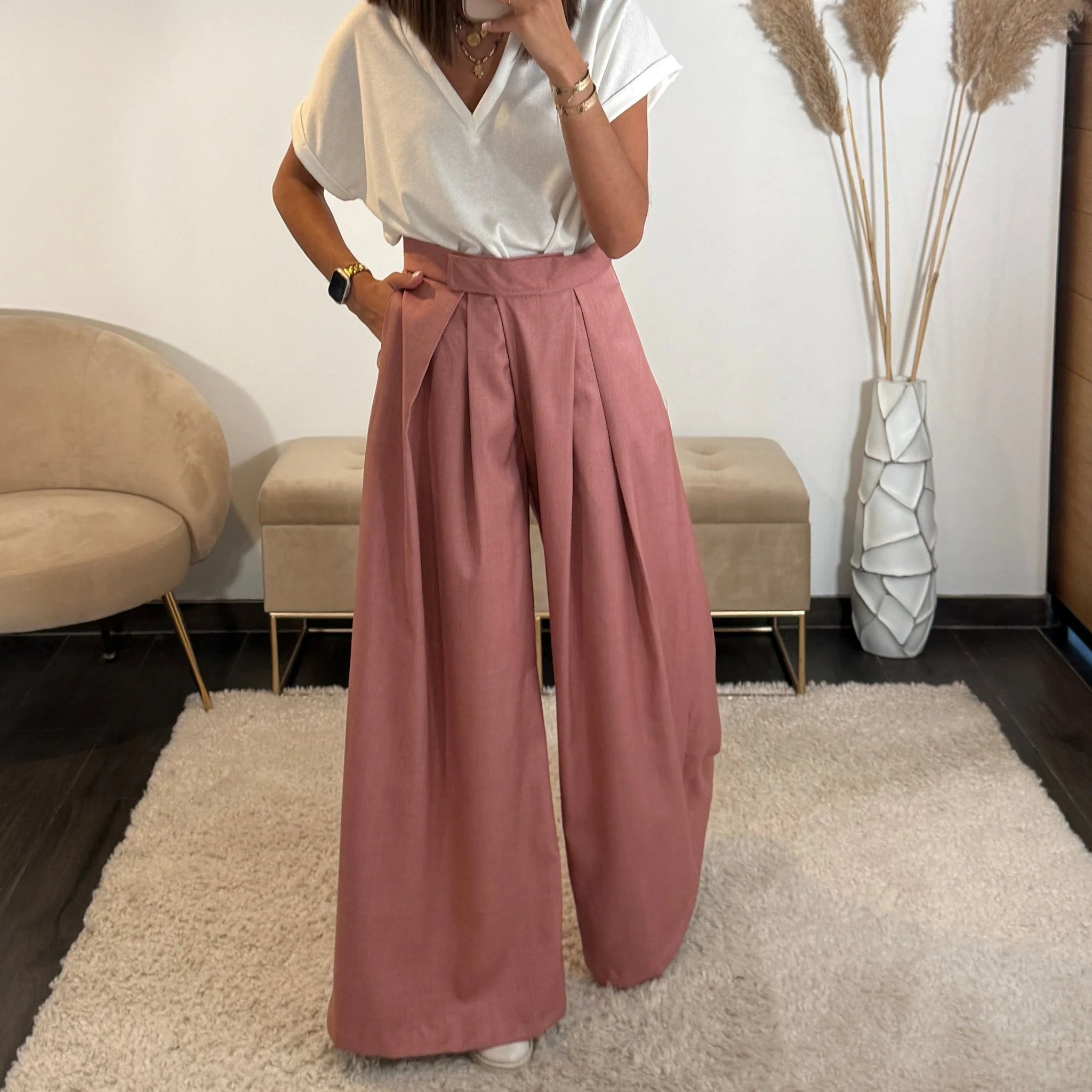 PANTALON VIEUX ROSE SCRATCH